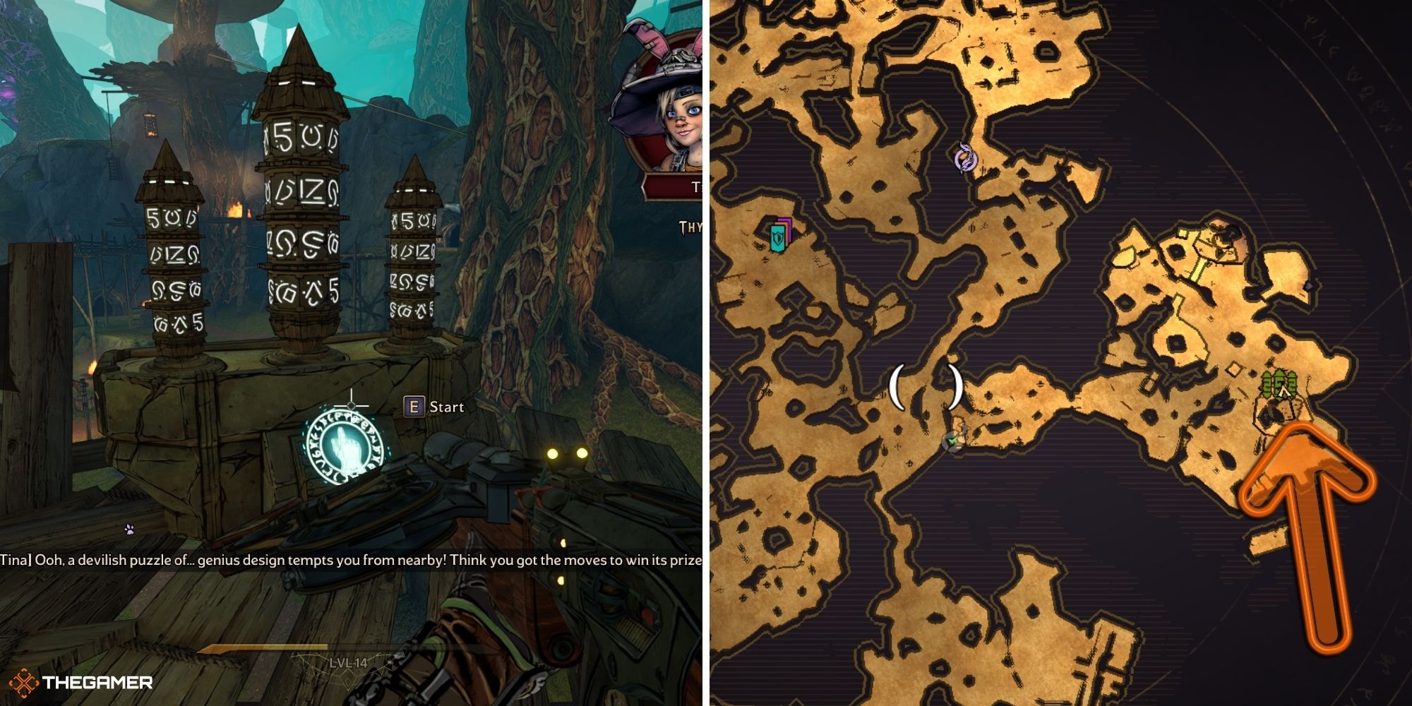 tiny tina's wonderlands - location of the rune switch challenge in the weepwild dankness
