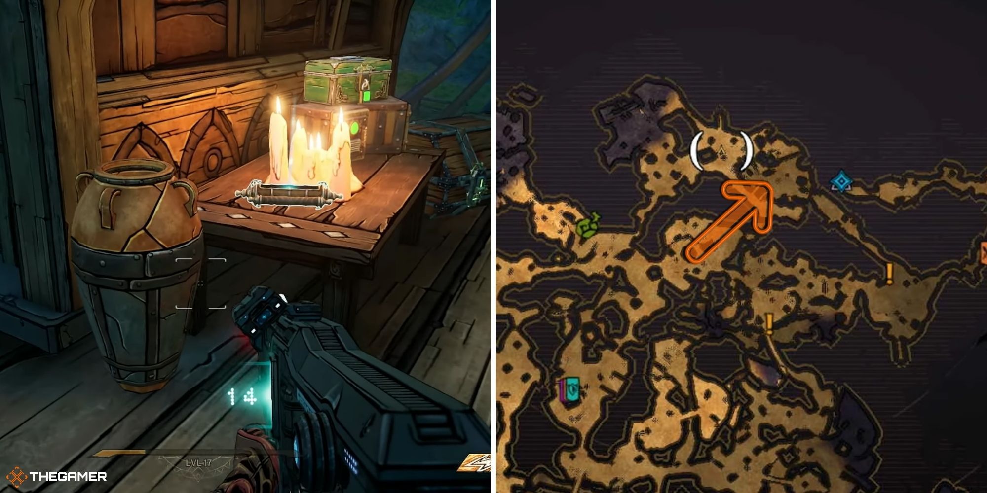 tiny tina's wonderlands - lore scroll on left, location on right (weepwild dankness) (1)