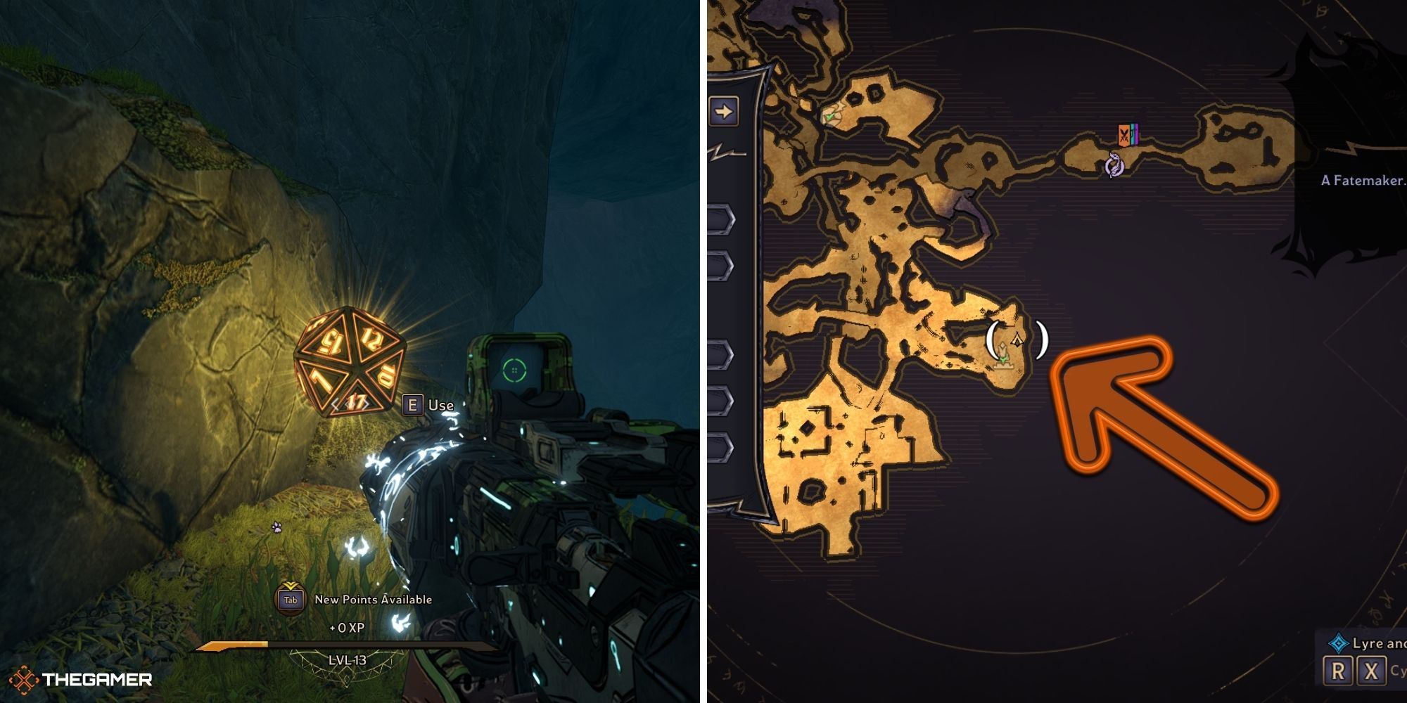 tiny tina's wonderlands - lucky die on left, weepwild dankness map on right (10)