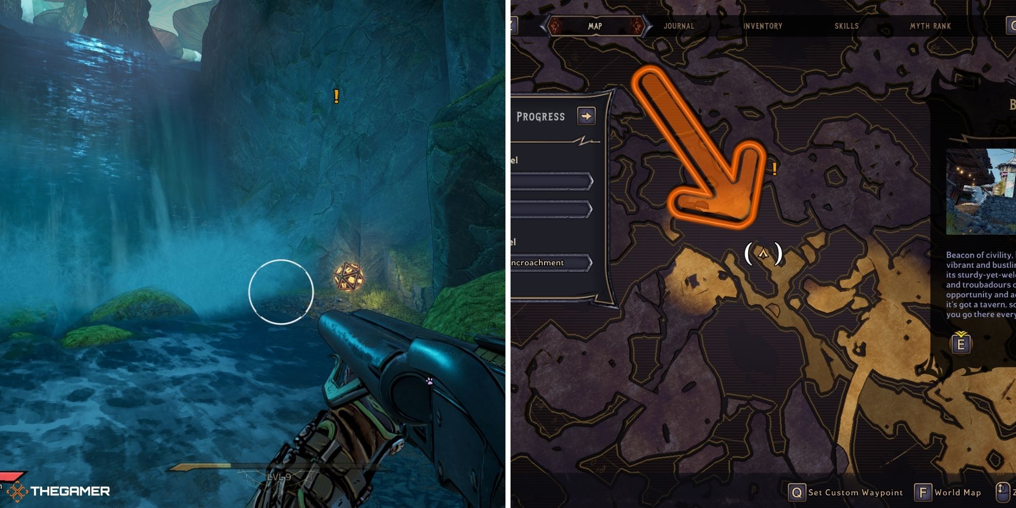 tiny tina's wonderlands - lucky die on left, weepwild dankness map on right (2)
