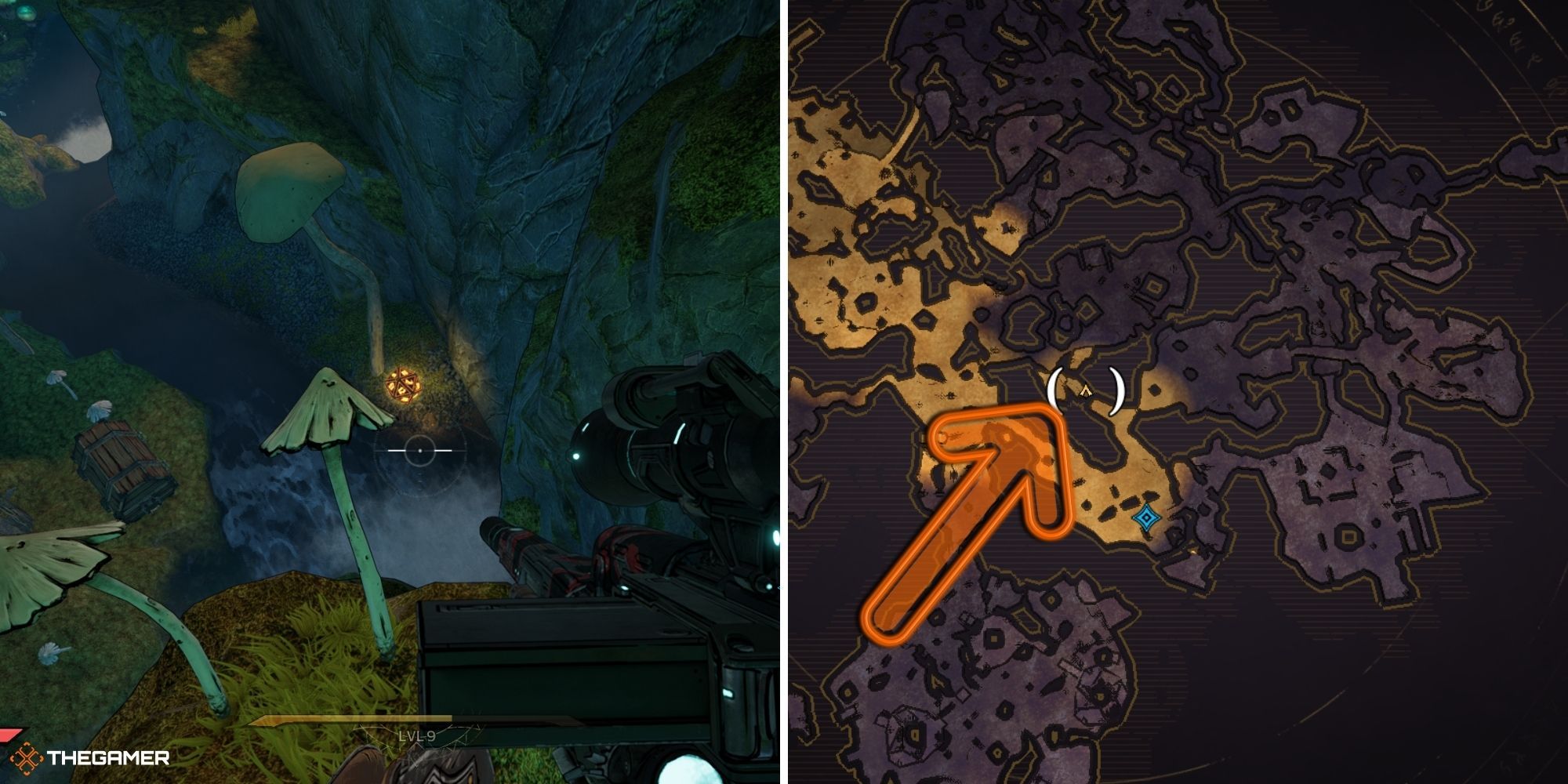 tiny tina's wonderlands - lucky die on left, weepwild dankness map on right (3)