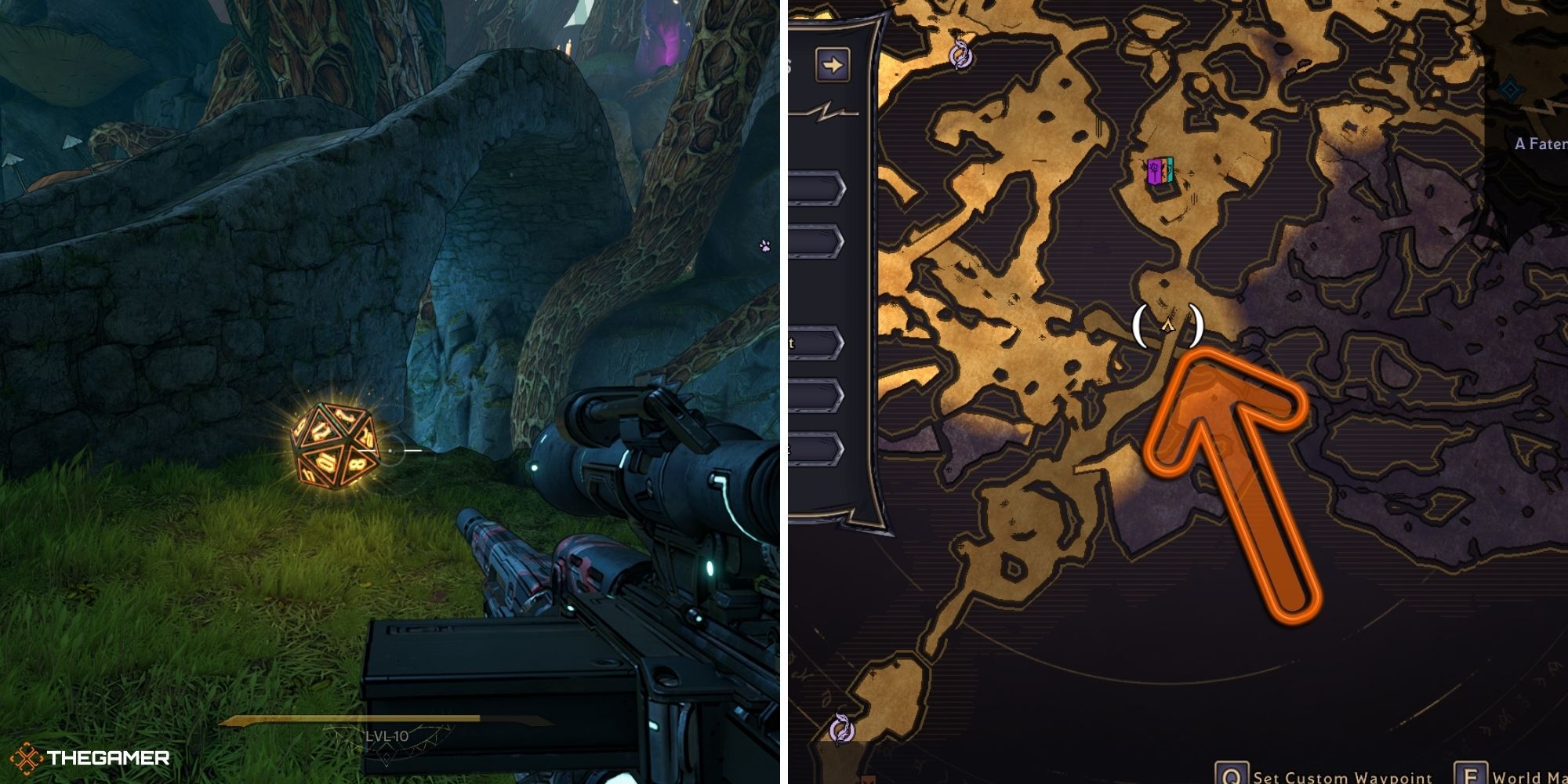 tiny tina's wonderlands - lucky die on left, weepwild dankness map on right (4)
