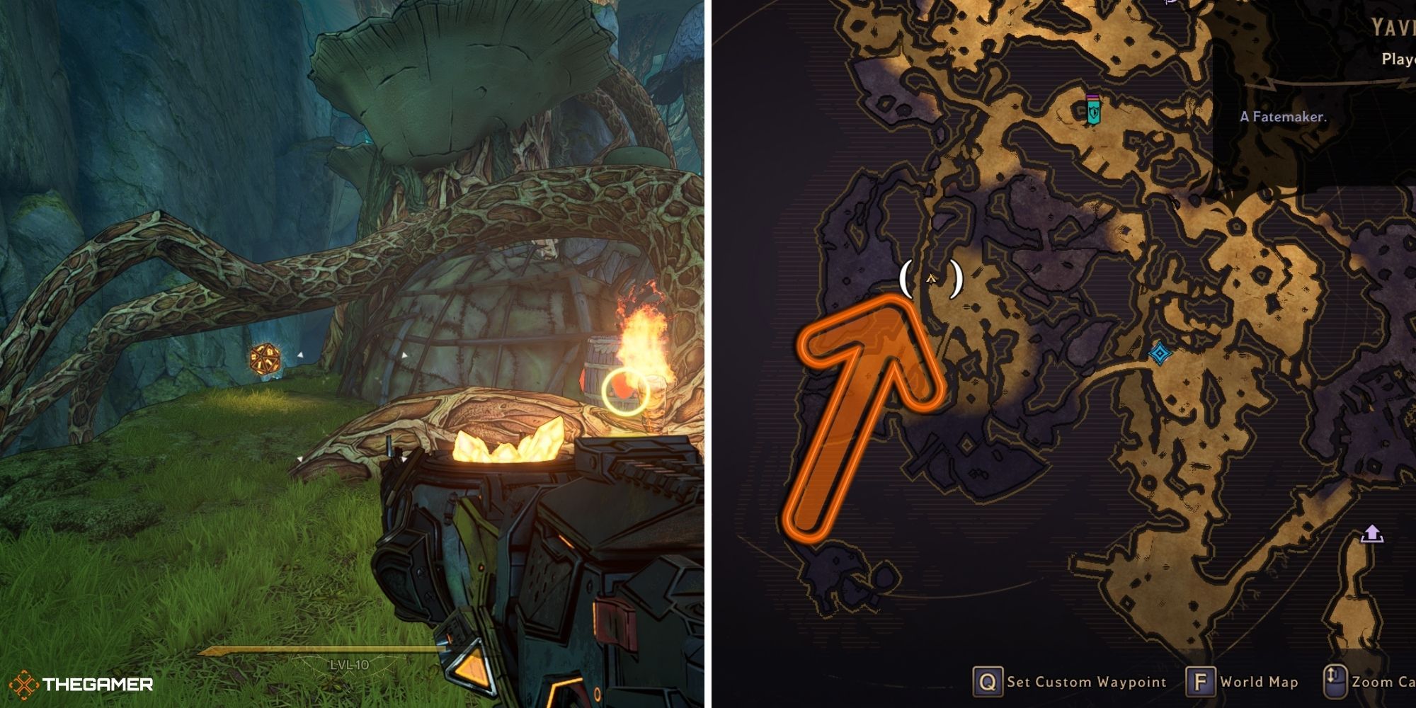 tiny tina's wonderlands - lucky die on left, weepwild dankness map on right (5)