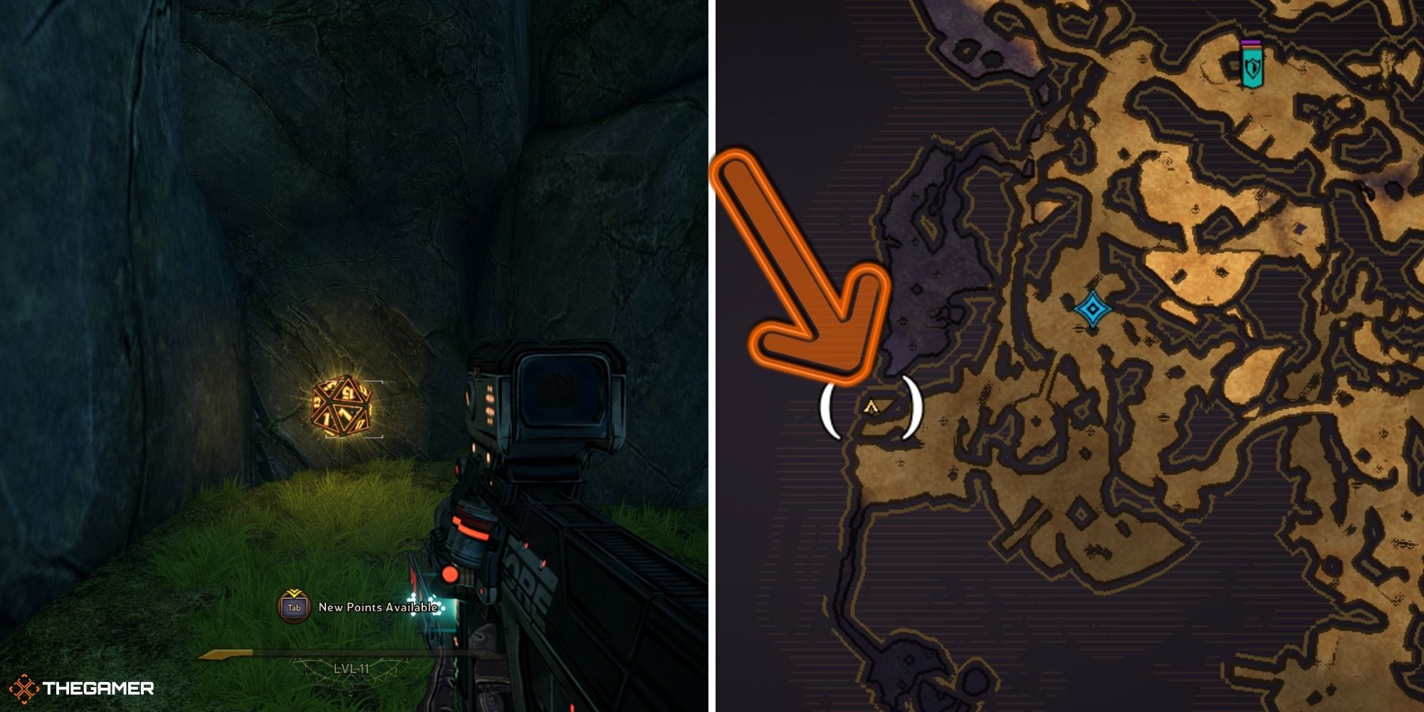 tiny tina's wonderlands - lucky die on left, weepwild dankness map on right (6)