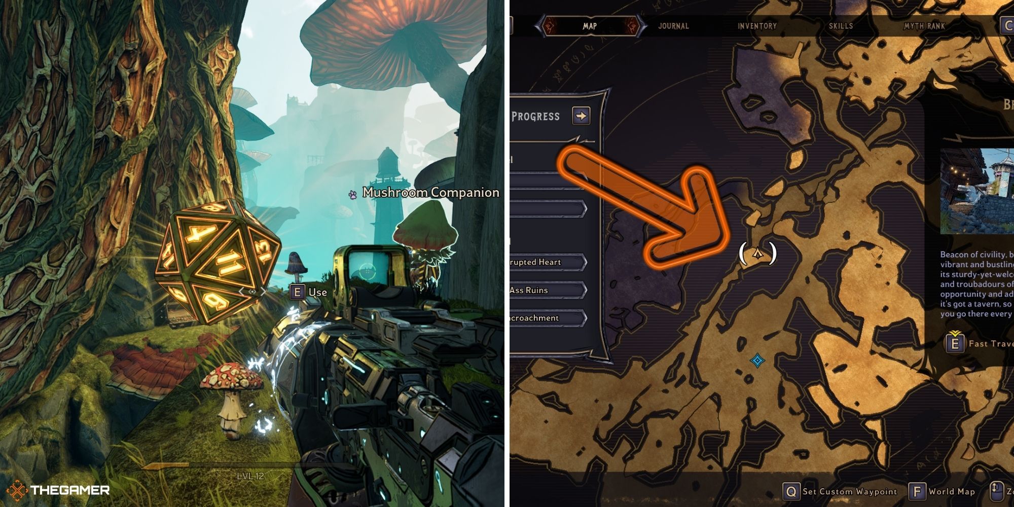 tiny tina's wonderlands - lucky die on left, weepwild dankness map on right (7)