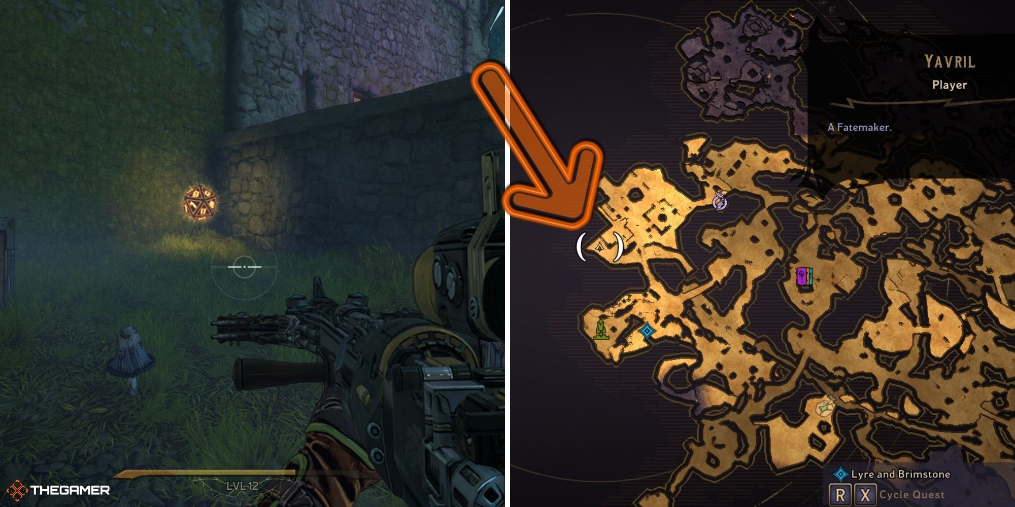 tiny tina's wonderlands - lucky die on left, weepwild dankness map on right (9)