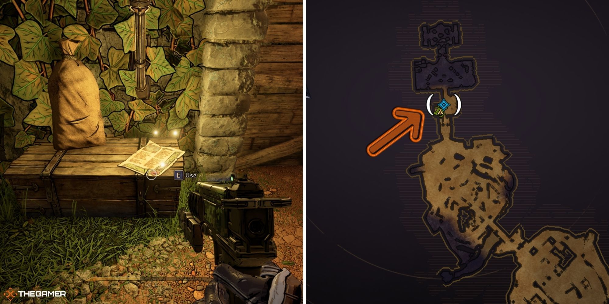 tiny tina's wonderlands - poetry scroll on left, location on right (snoring valley)