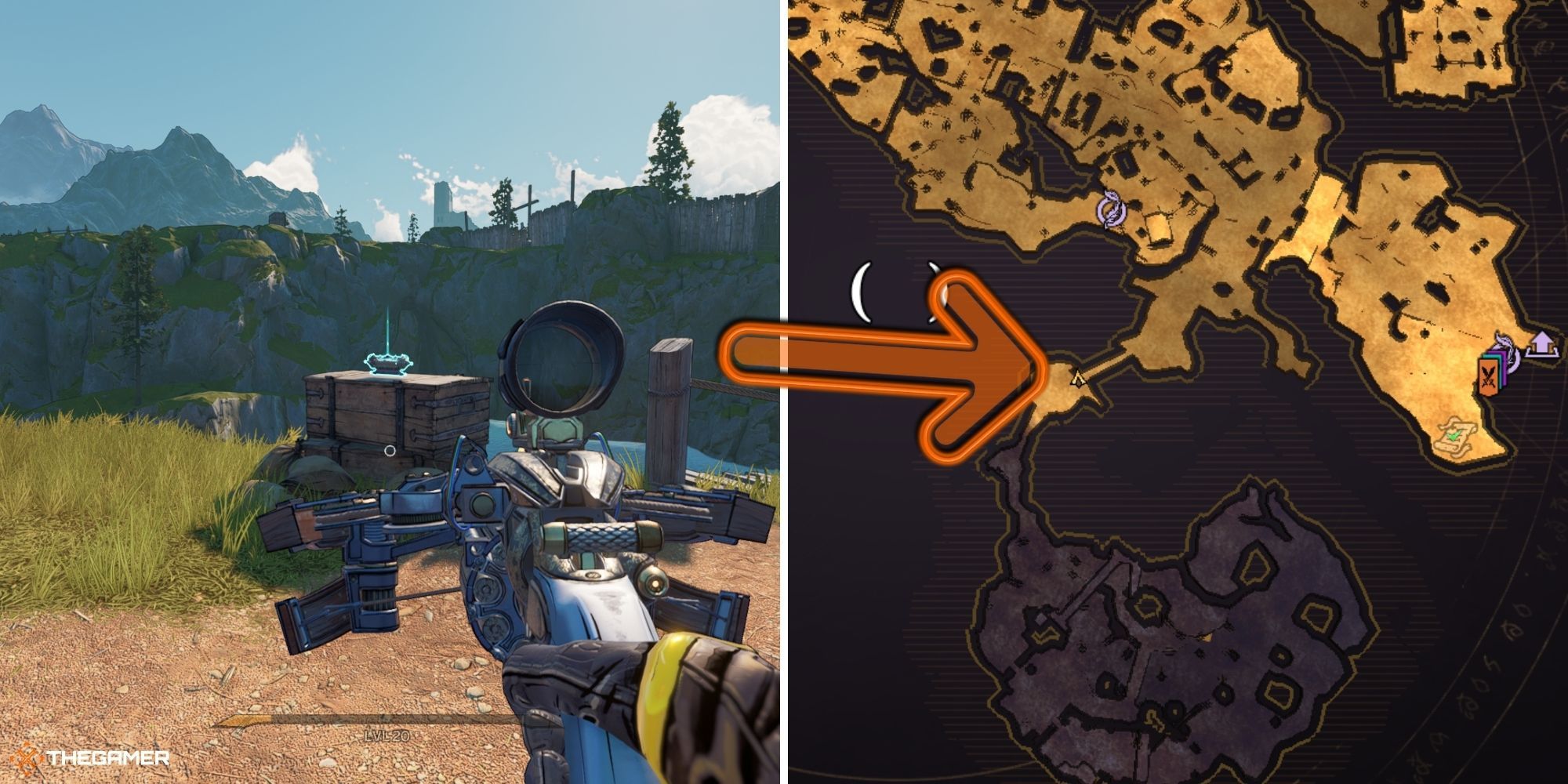 tiny tina's wonderlands - queen's gate - lore scroll on left, map on right (1)