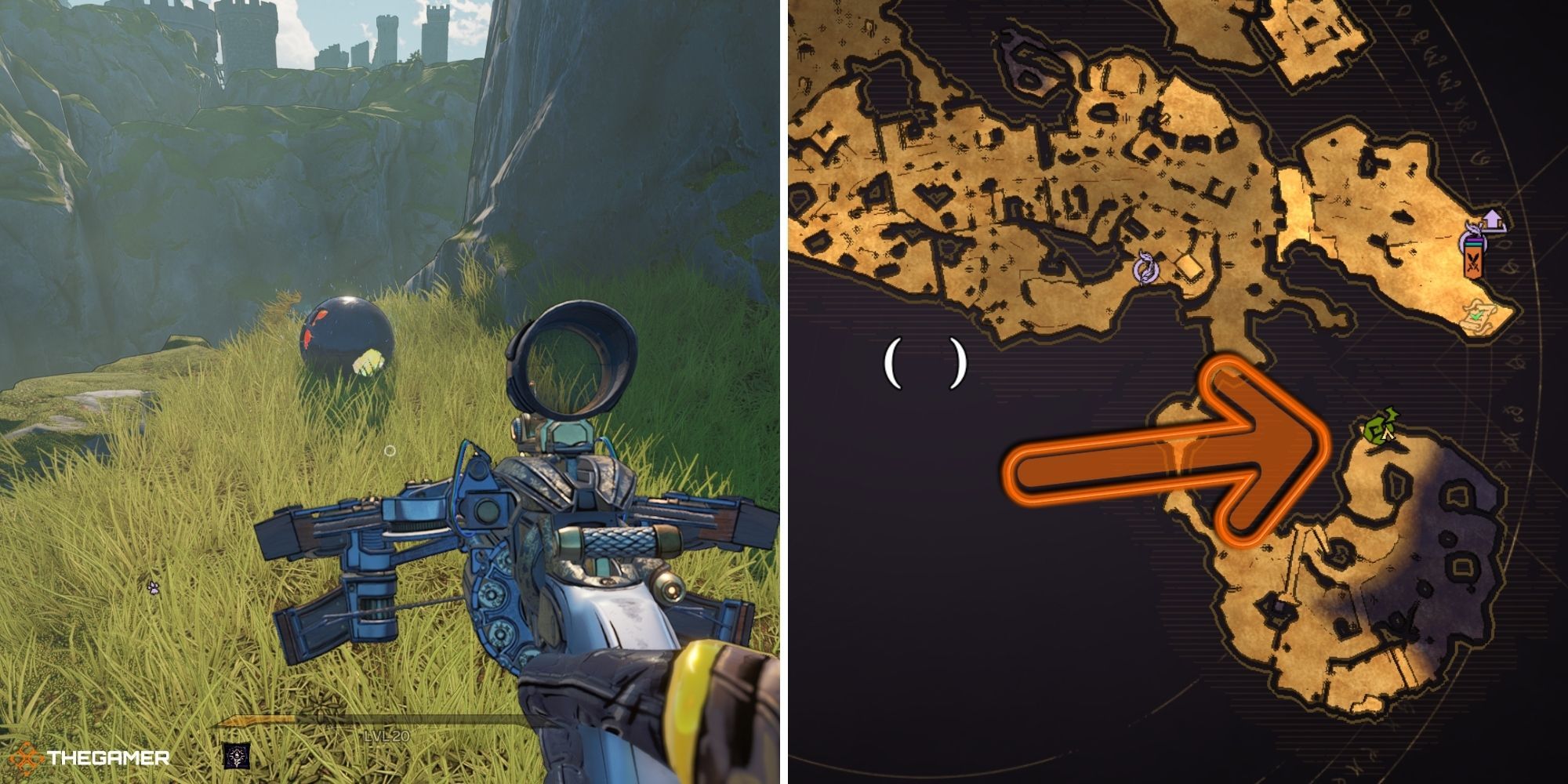 tiny tina's wonderlands - queen's gate - lost marble on left, map on right (1)