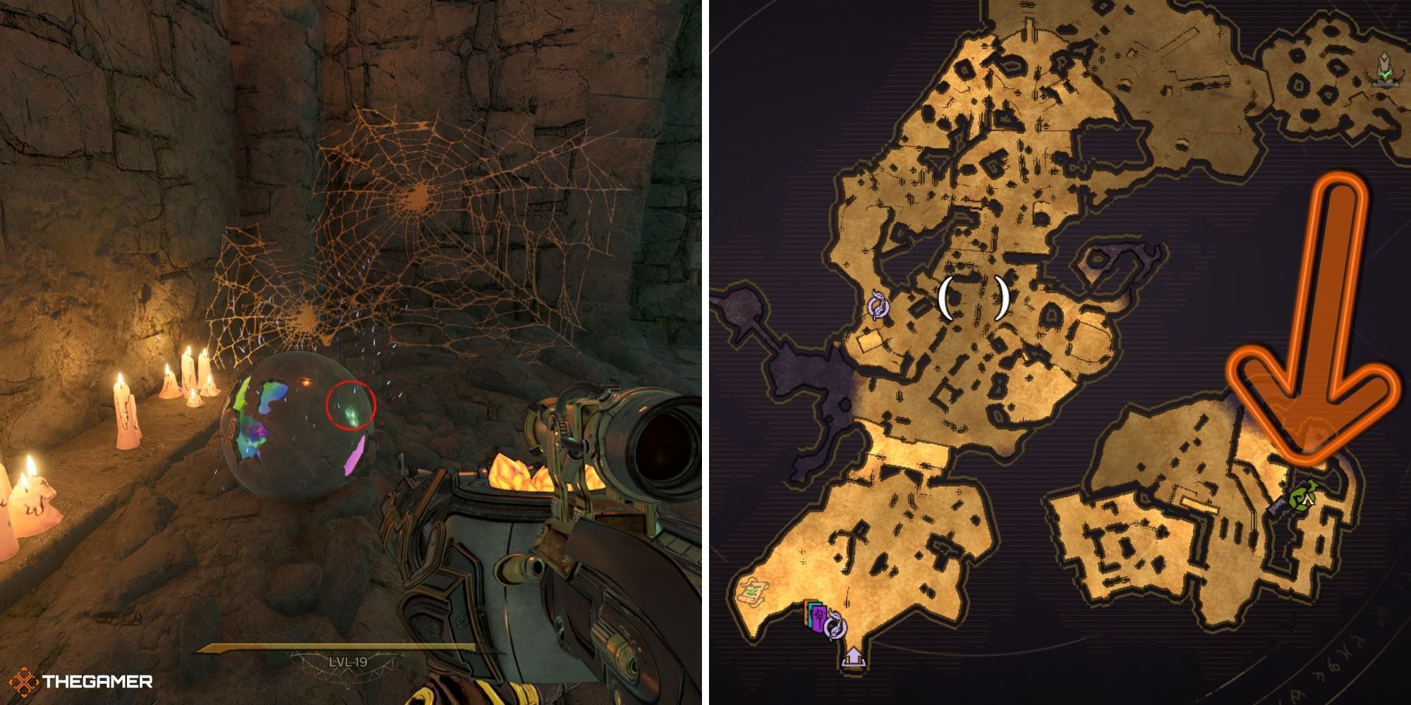 tiny tina's wonderlands - queen's gate - lost marble on left, map on right