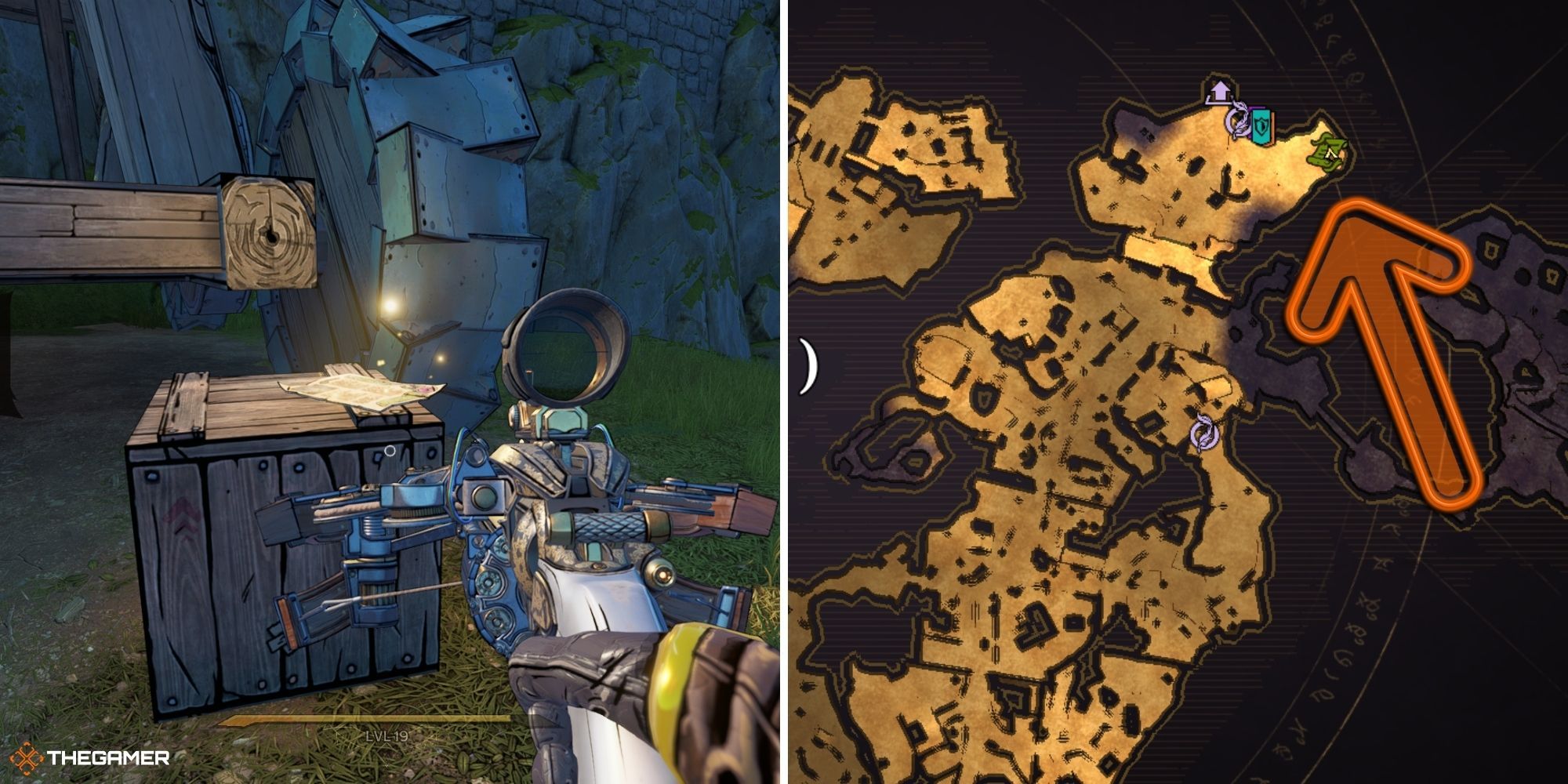 tiny tina's wonderlands - queen's gate - poetry page on left, map on right