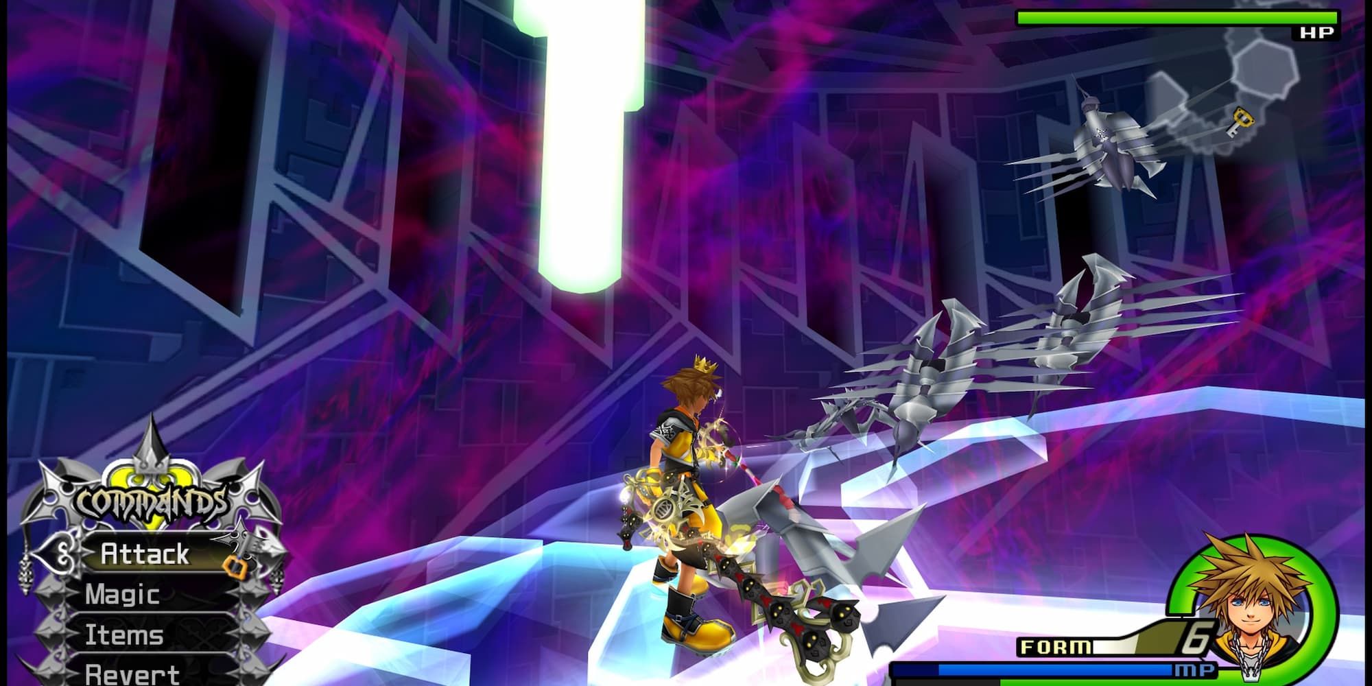 Sora fighting Assassin Nobodies in the Organization XIII base