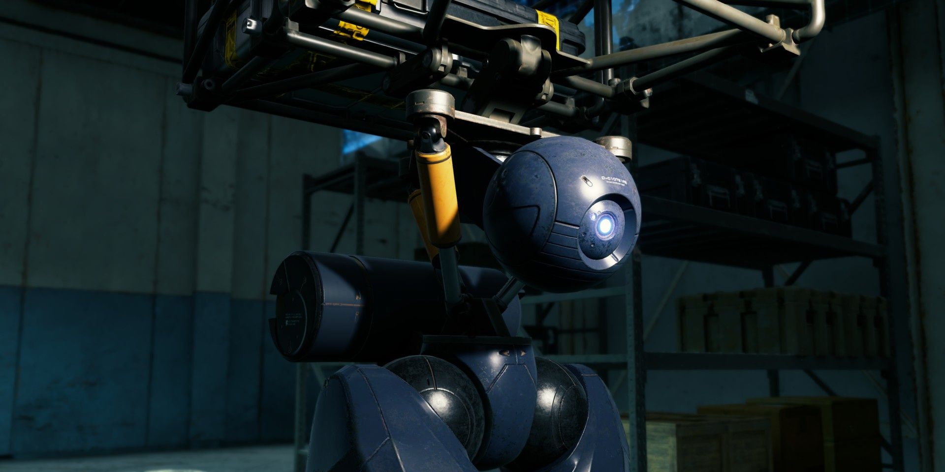 A Delivery Bot prepares for a journey in Death Stranding