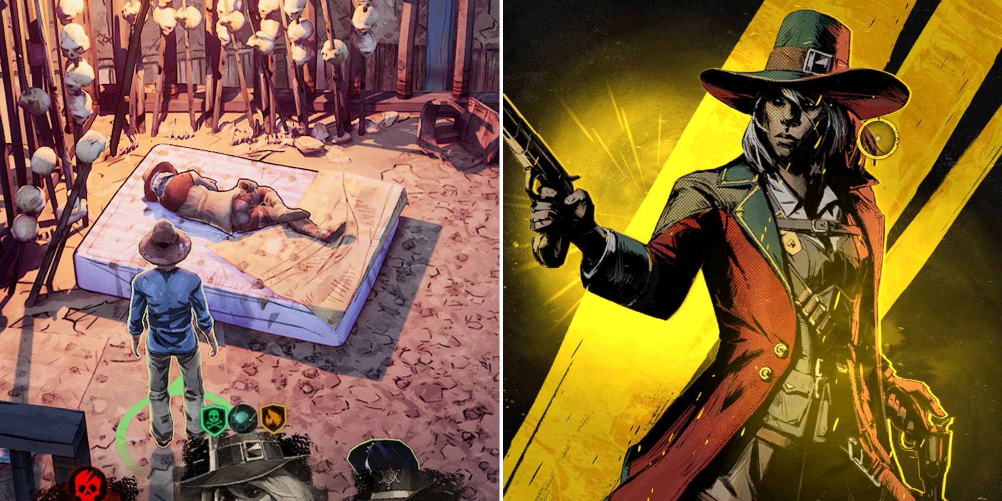 Weird West split image. Sleeping in bed, Jane Bell.