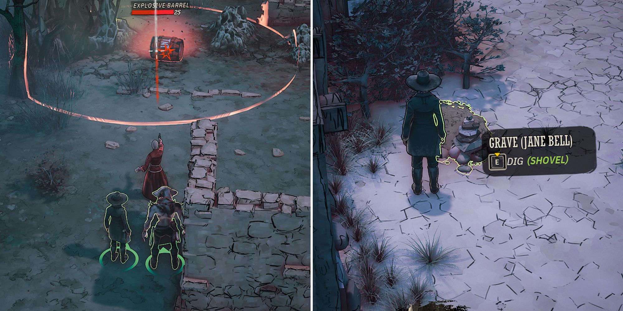 Weird West split image. Constance, Dezi.