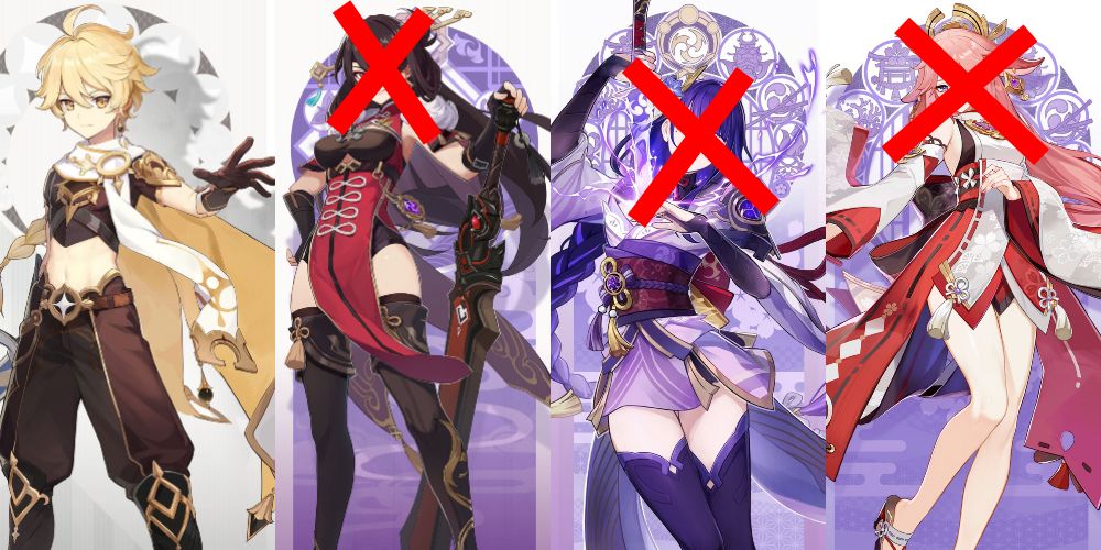 Genshin Impact all electro lineup bad aether traveler lumine beidou raiden shogun yae miko