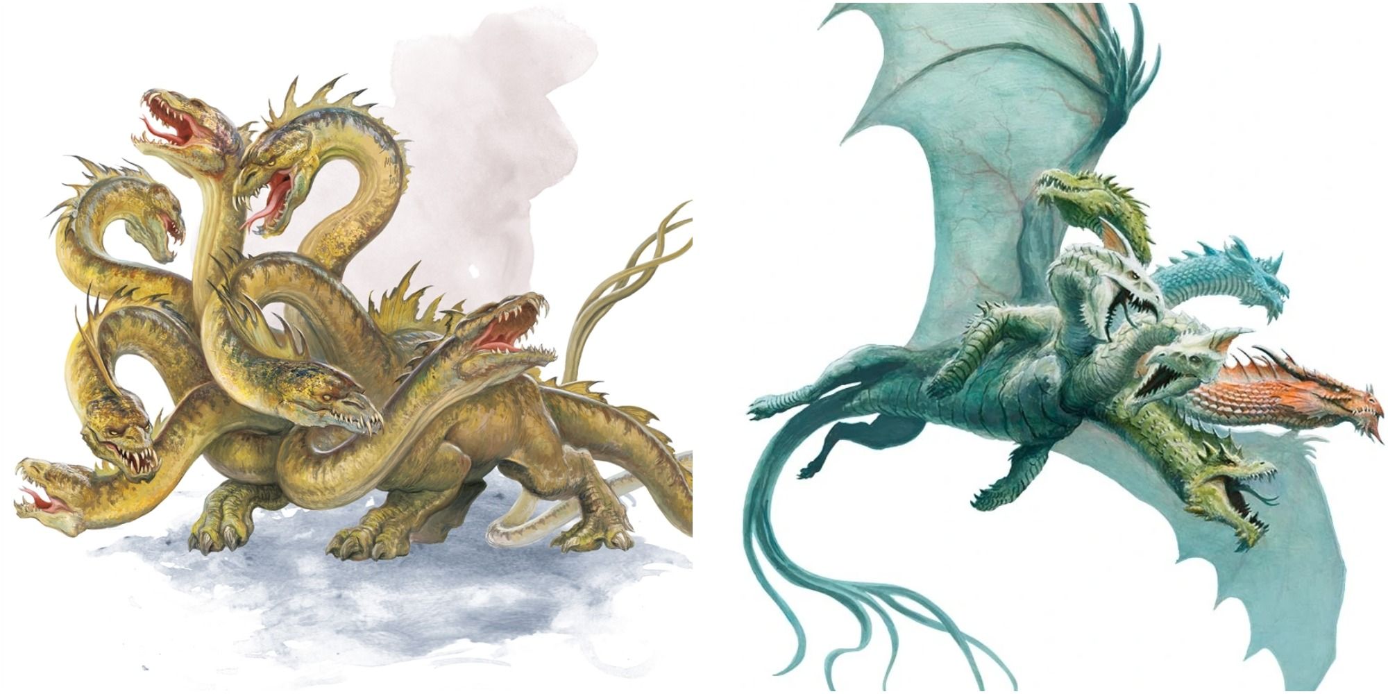Hydra from The Monster Manual and Draconhyra from Fizban's Treasury of Dragons by Wizards of the Coast