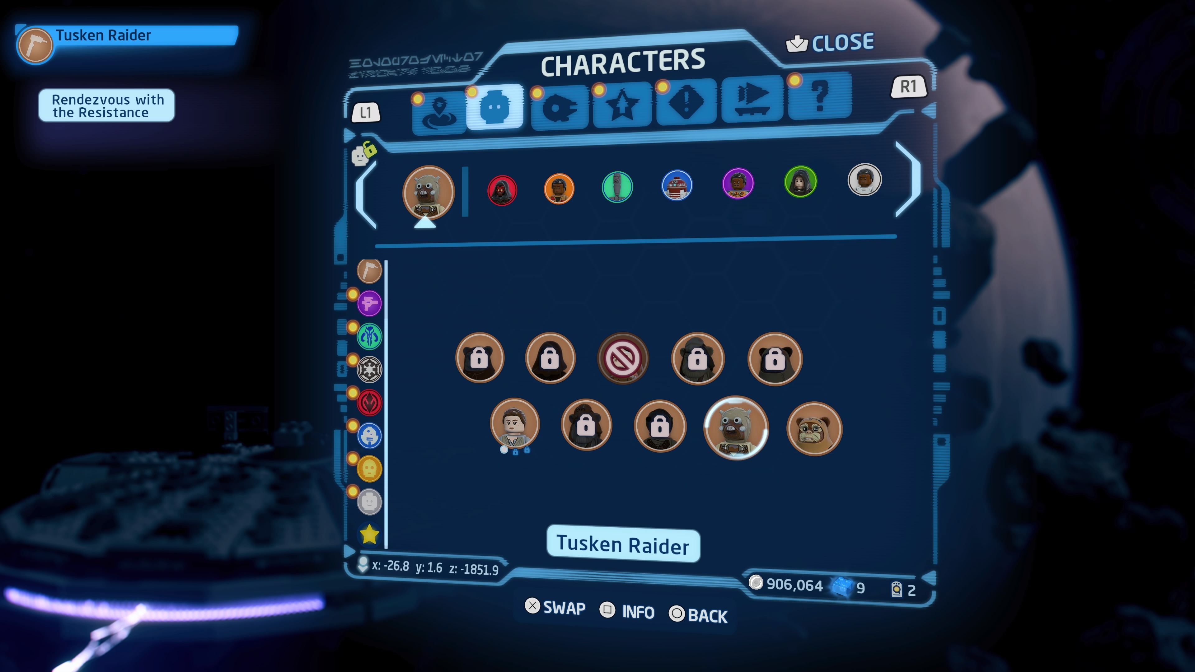 LEGO Star Wars The Skywalker Saga Scavenger Selection Screen