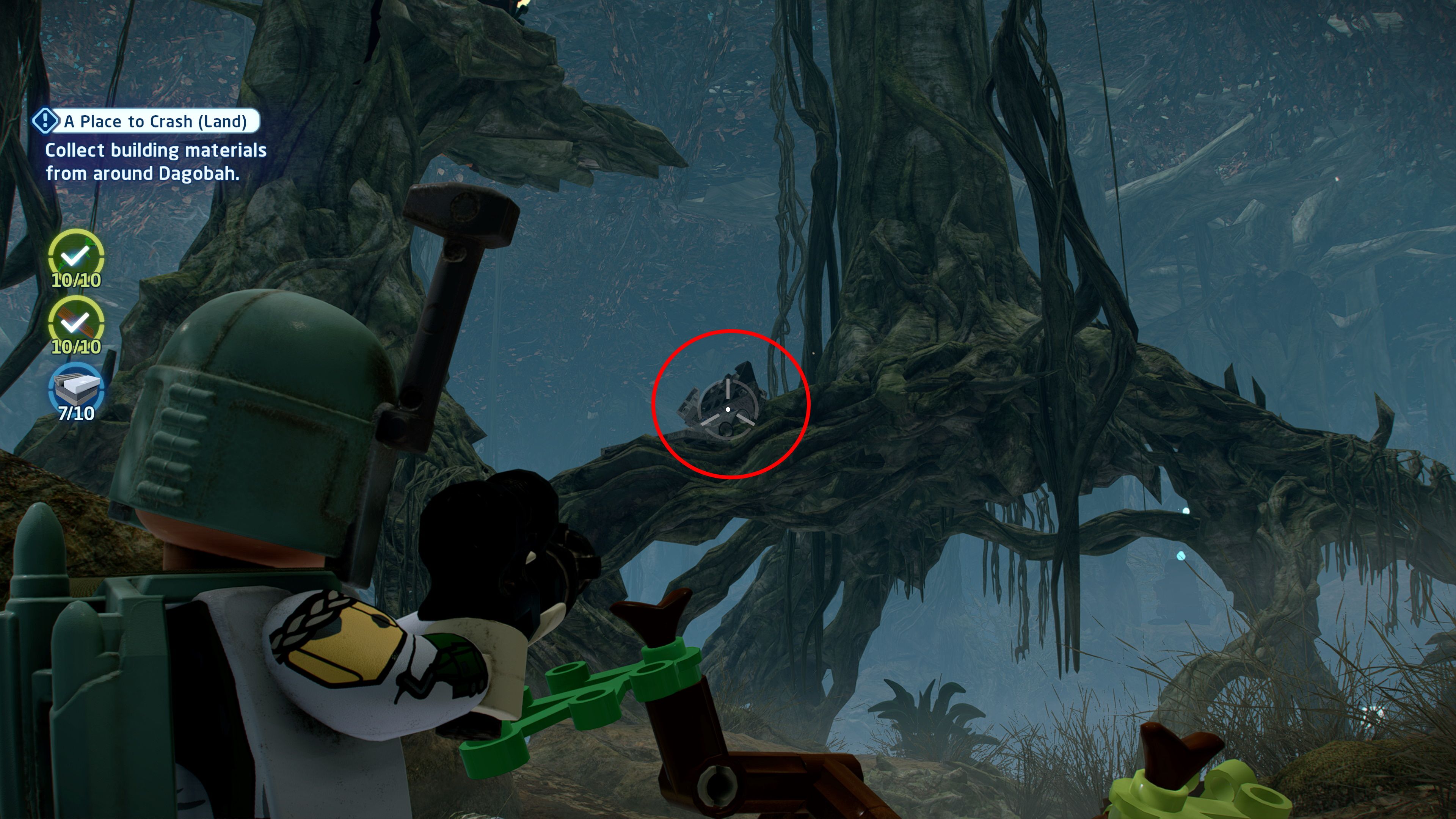 An image showing the piece of junk that is wedged into a tree 