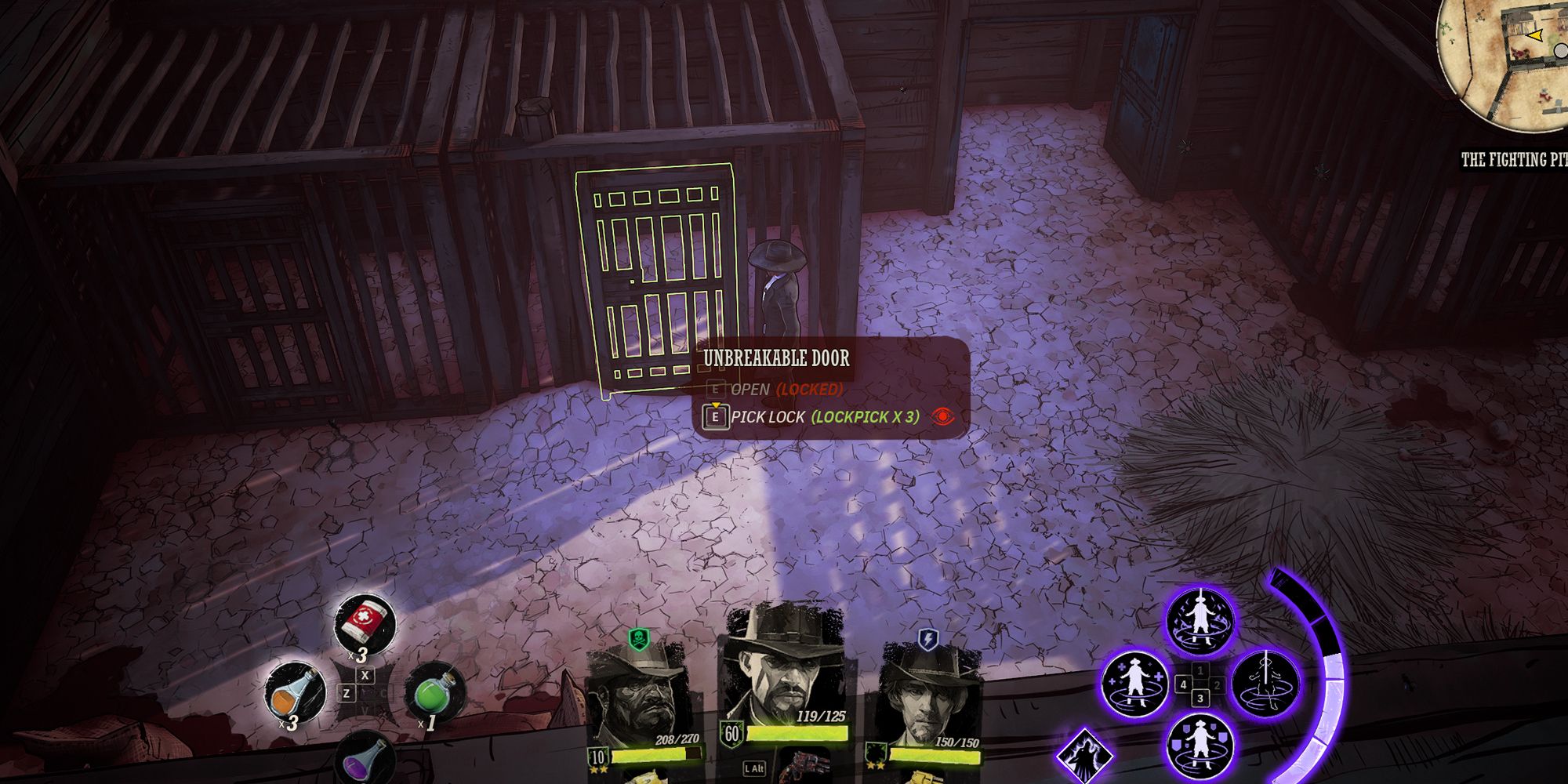 Weird West Dezi standing next to a locked cell.