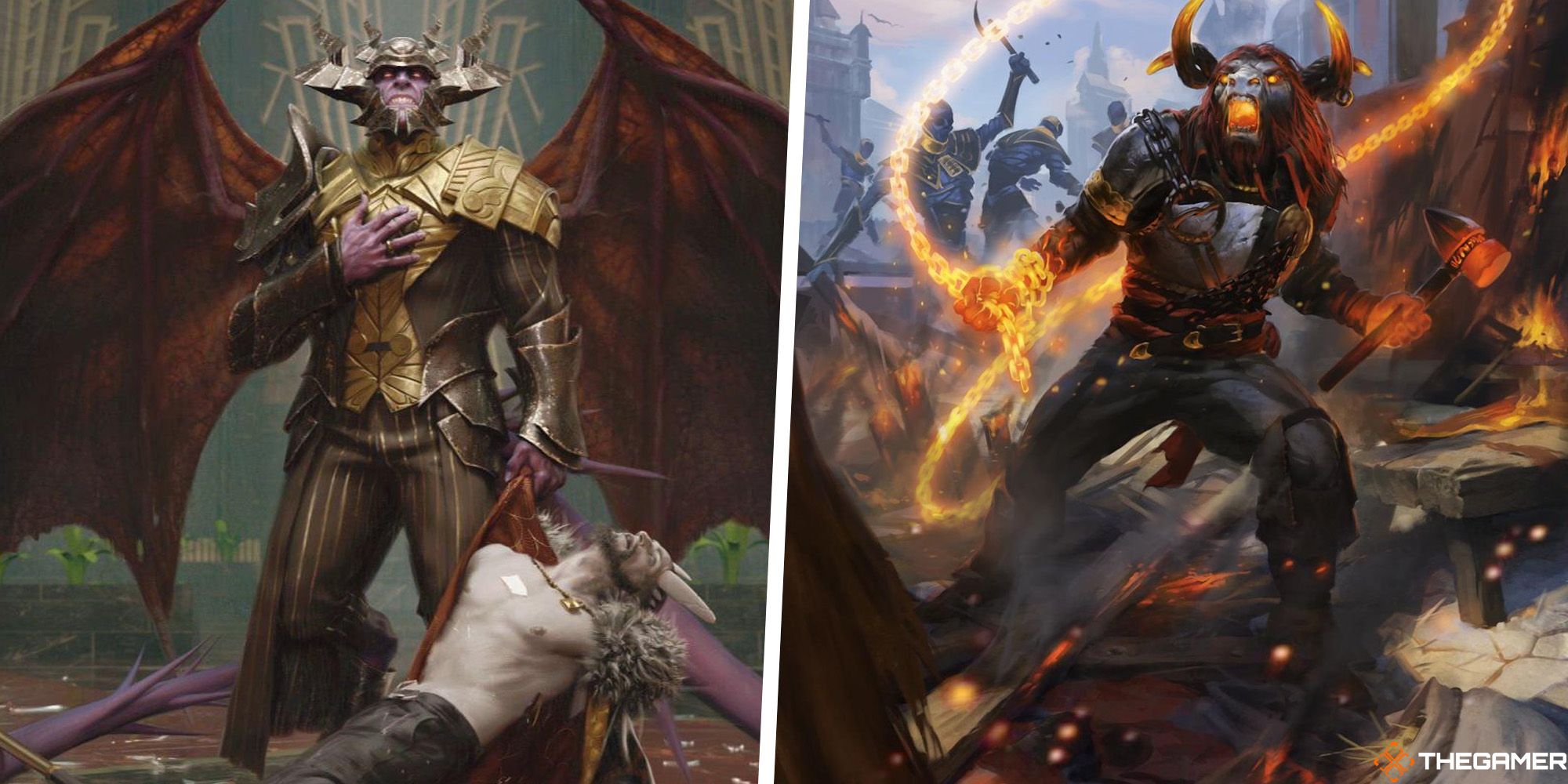 Ob Nixilis, the Adversary by Yongjae Choi and Angrath, Captain of Chaos by Slawomir Maniak