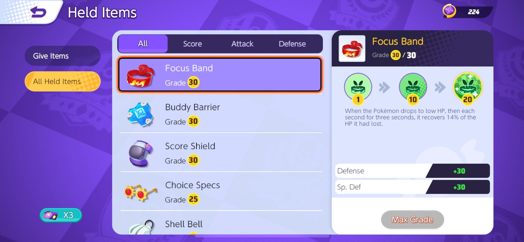 Supporter Held Items in Pokemon Unite