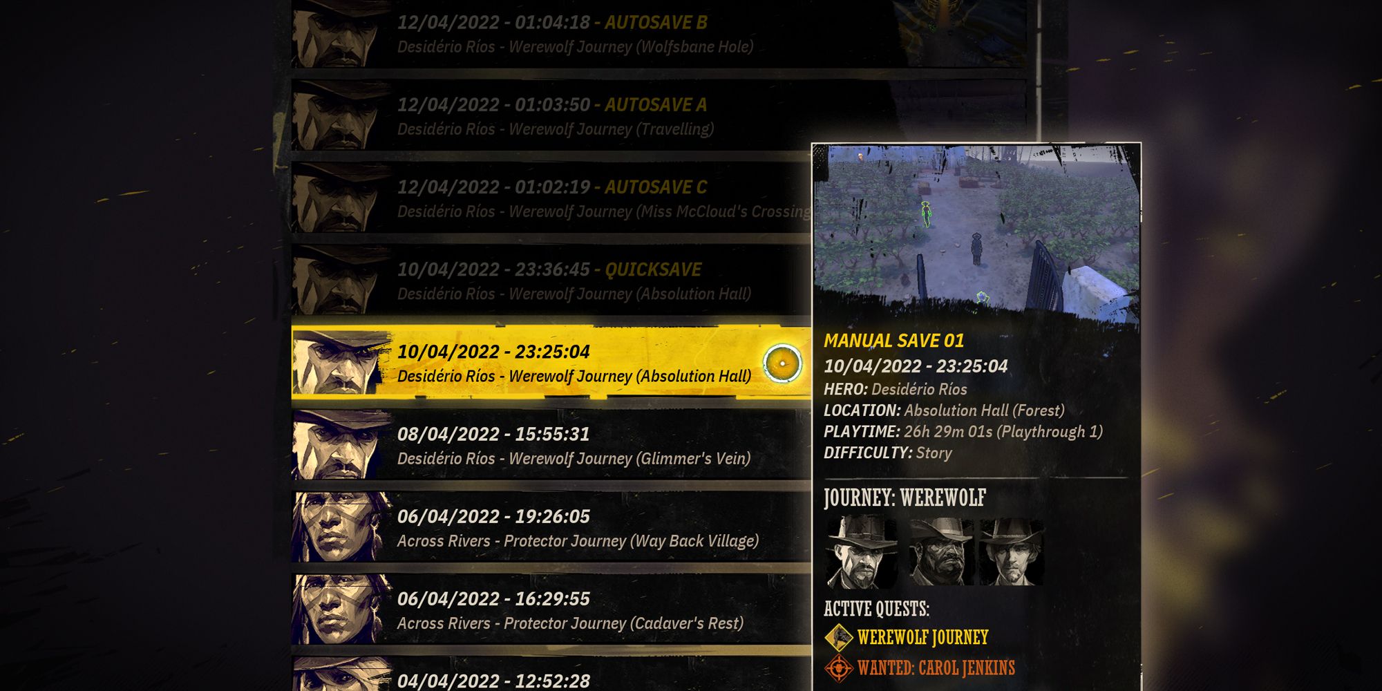 Weird West saving menu.