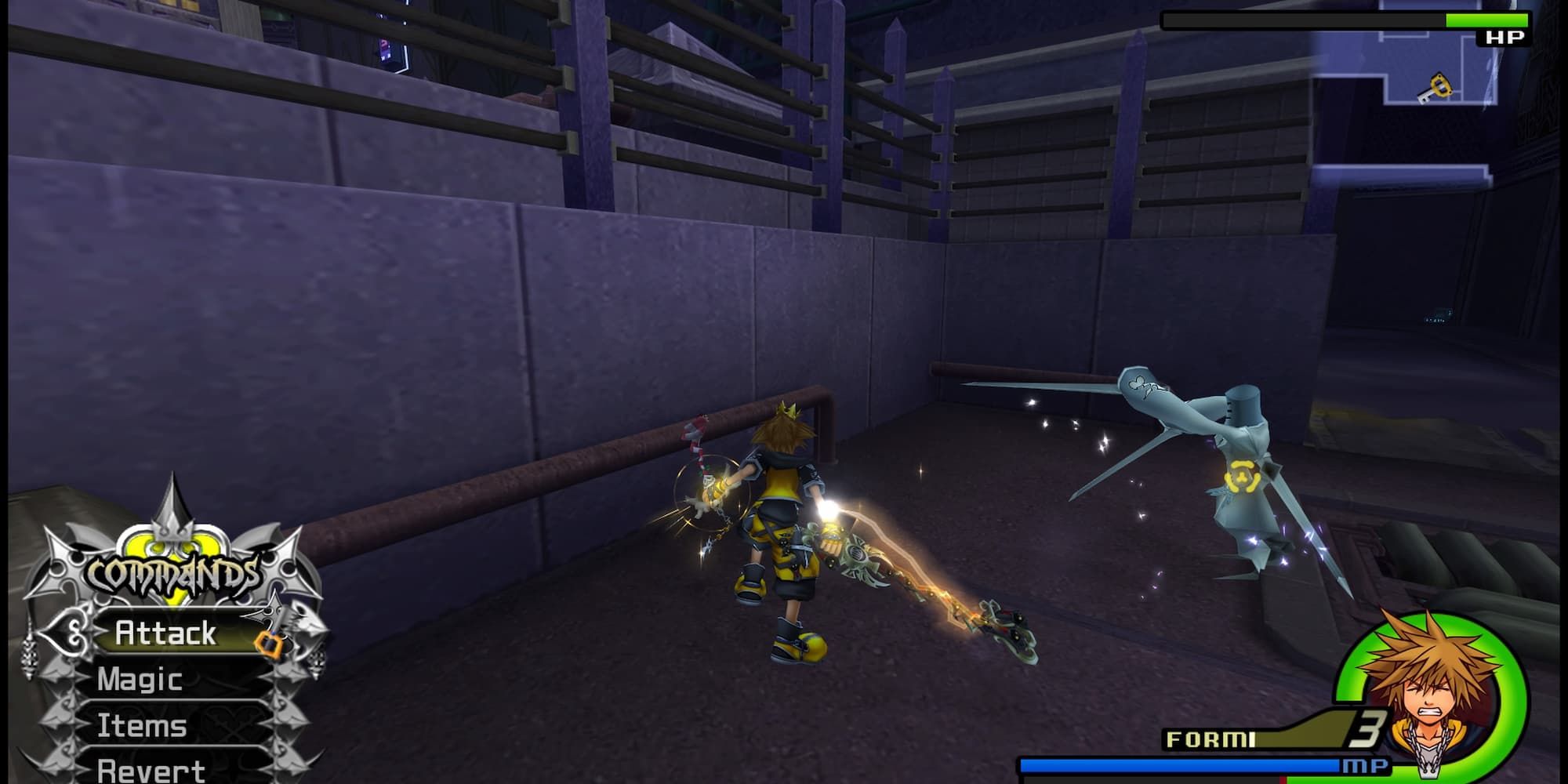 Sora fighting a Samurai in The World That Never Was
