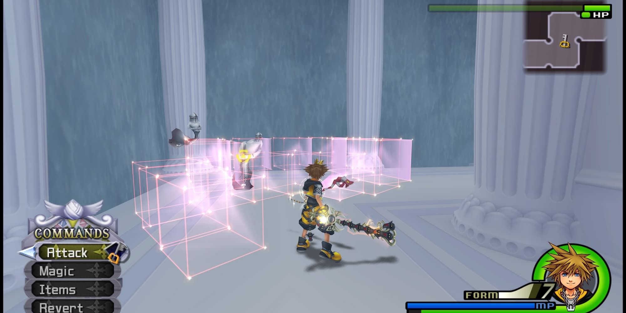 Sora fighting two Sorcerers in the Hall of Remembrance