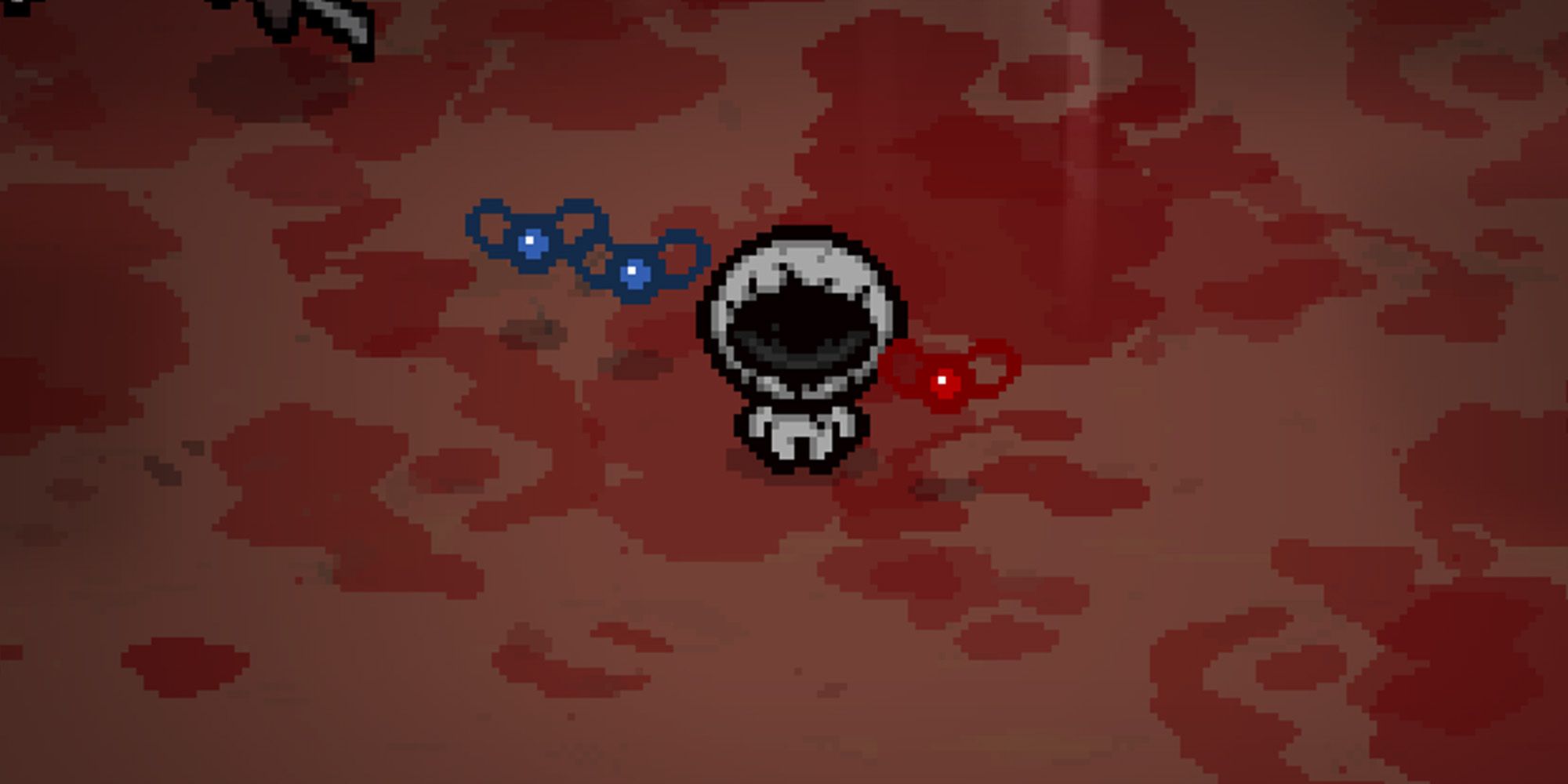 The Binding of Isaac: Repentance screenshot of modded character The Hollow next to two blue flies and a red locust