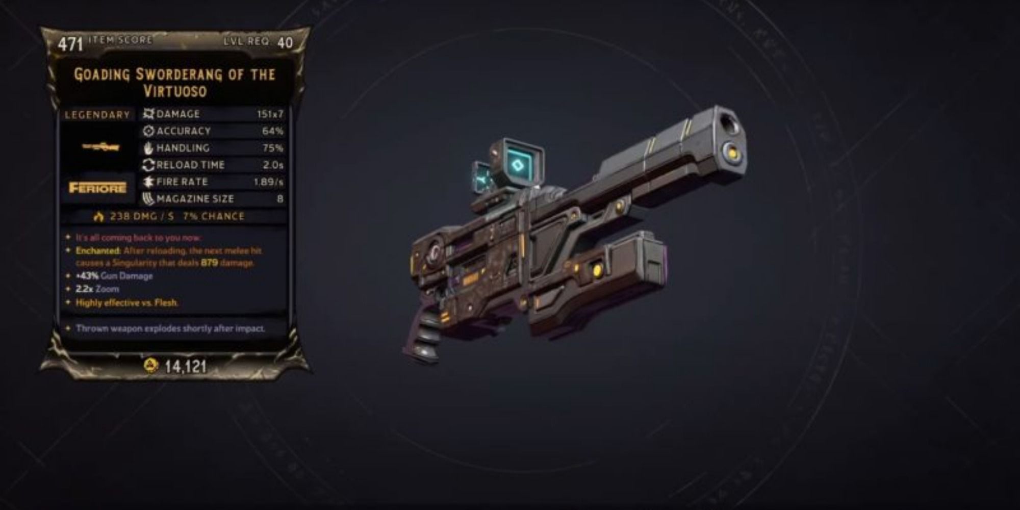 Sworderang Shotgun on a purple background of inspect menu