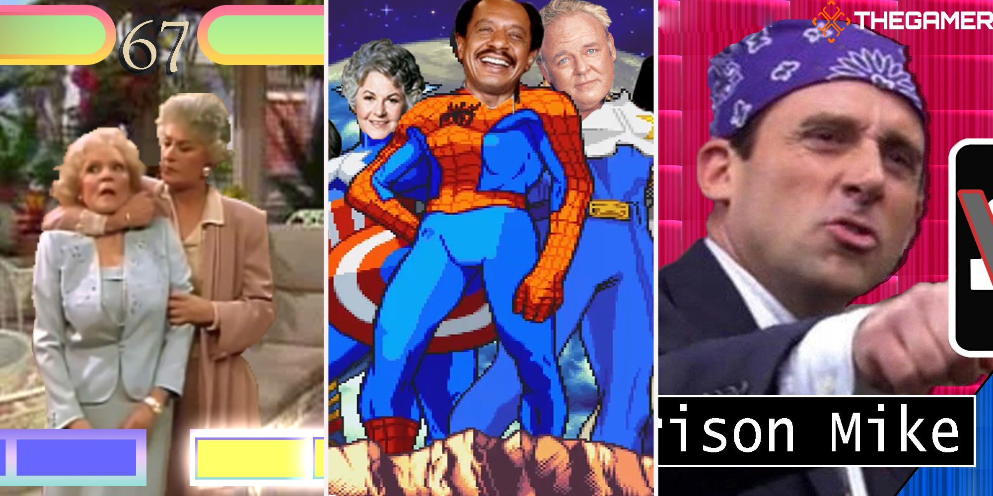 Three fighting game spin-offs inspired by The Golden Girls, Norman Lear's TV universe, and The Office (US).