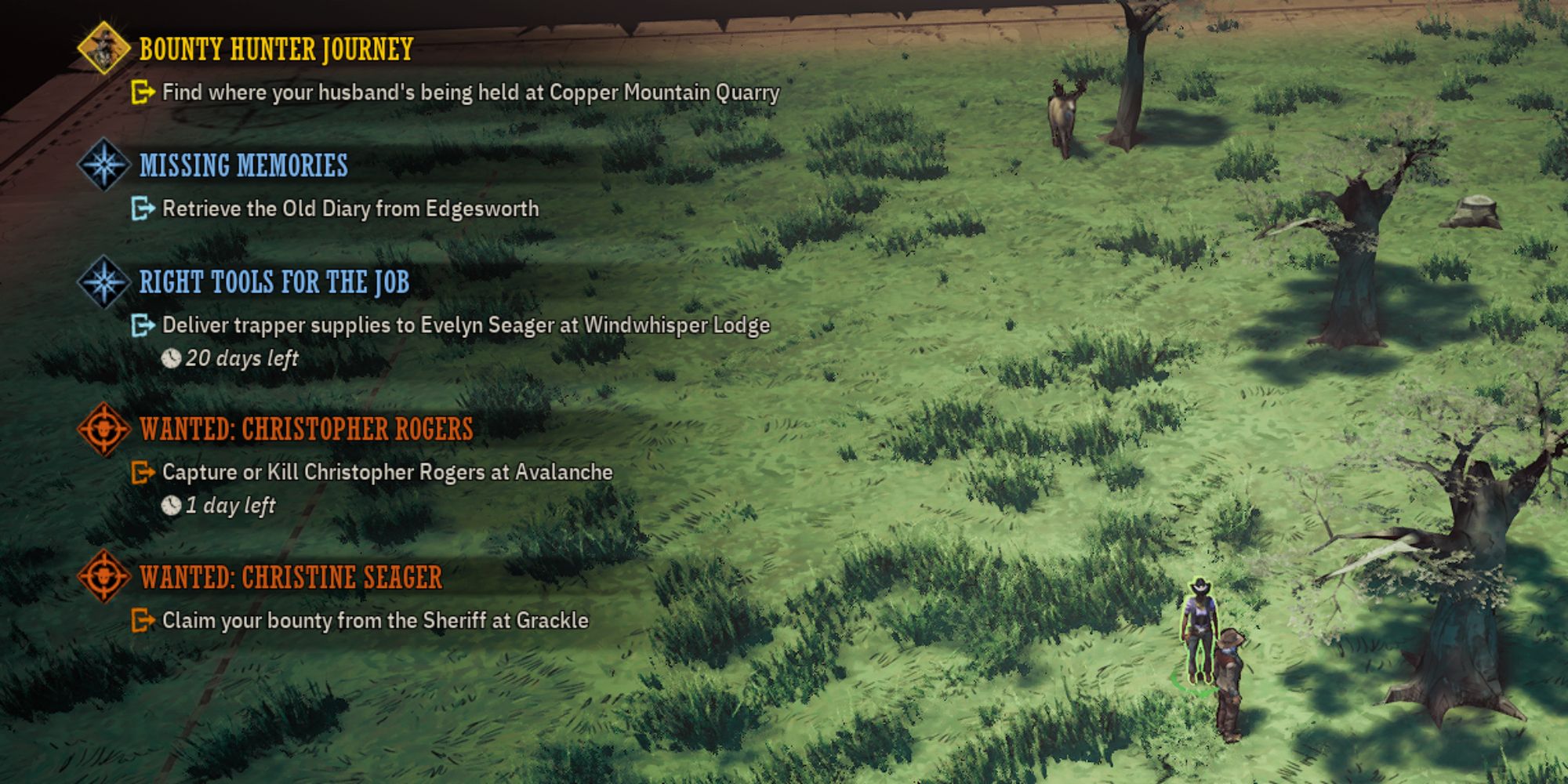 Weird West Screenshot Showing a Collection Of Quests