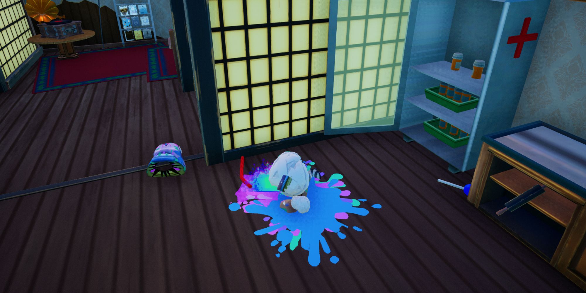 Just Die Already. Lucky on the floor of the Residential Home.