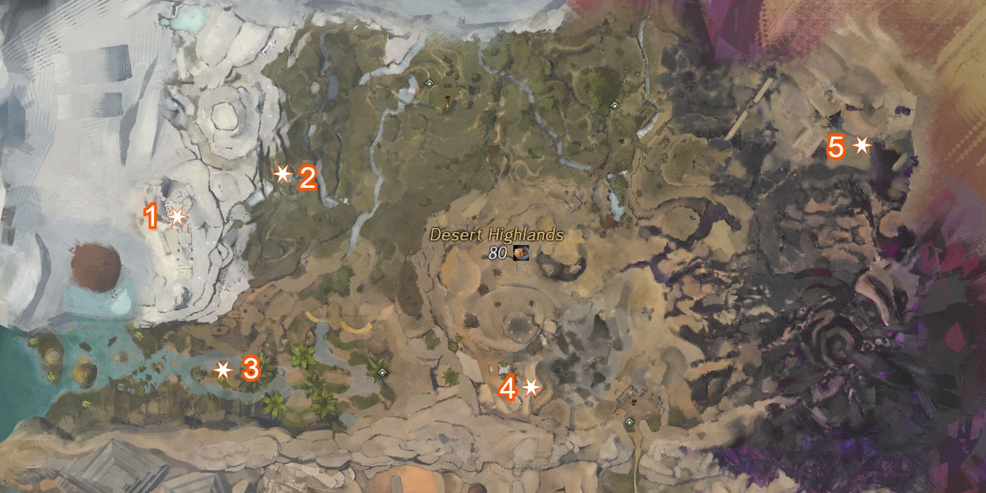 five locations for caffeinated skritt marked on map