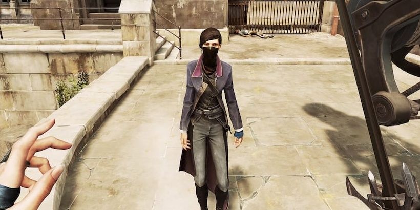Emily in front of her Doppelganger in Dishonored 2