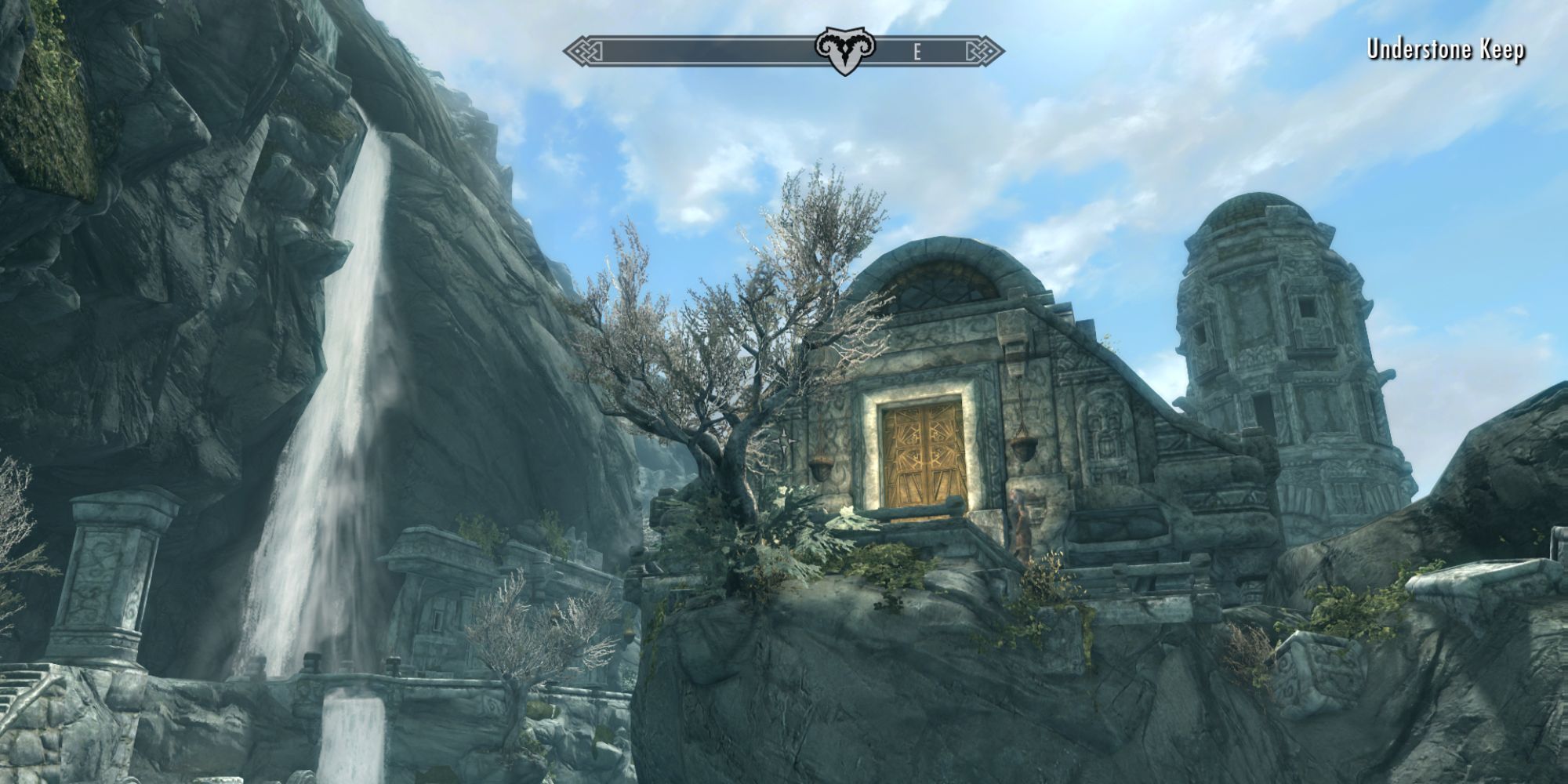temple of markarth screenshot with waterfall