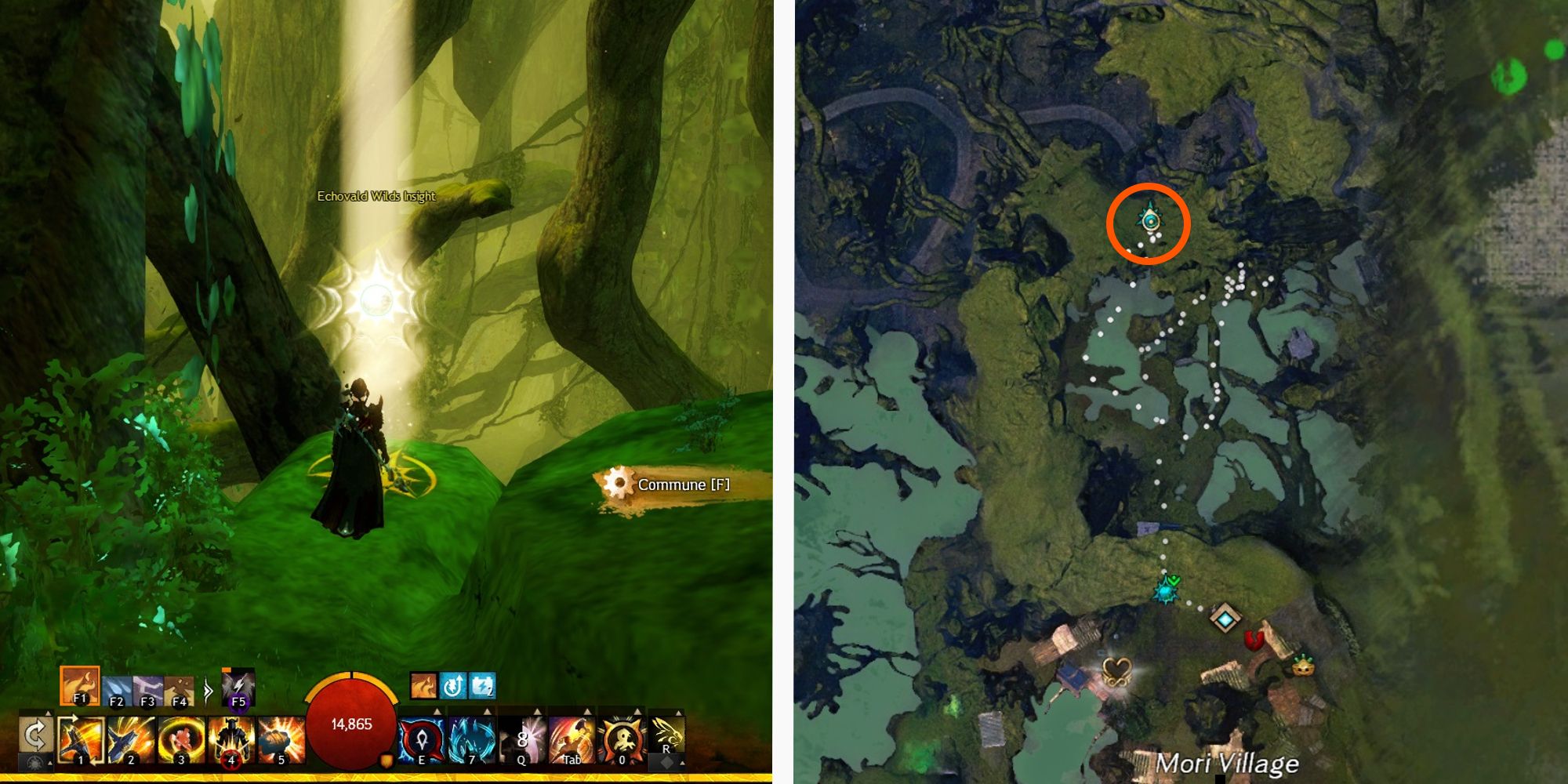 image of player at Fort Aspenwood Insight next to iamge of location on map