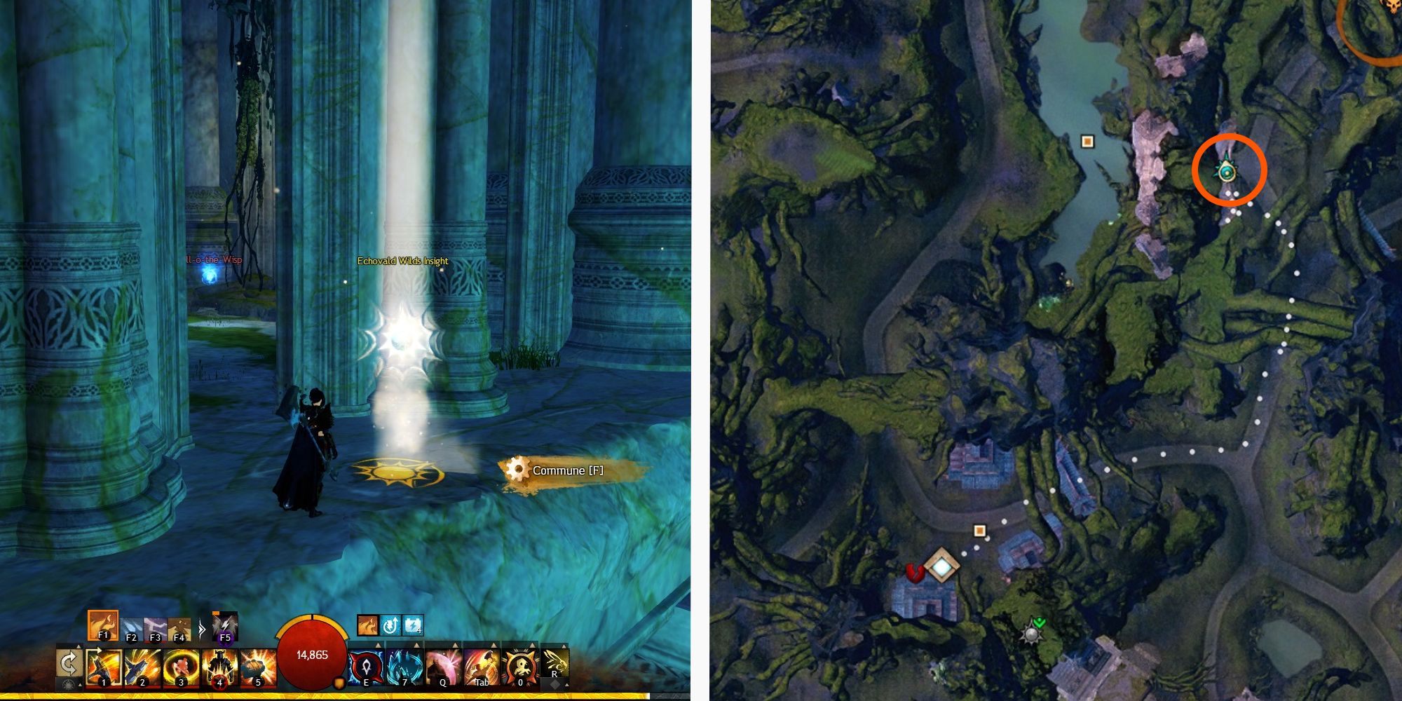 image of player at Saprophyte's Pond Insight next to image of location on map