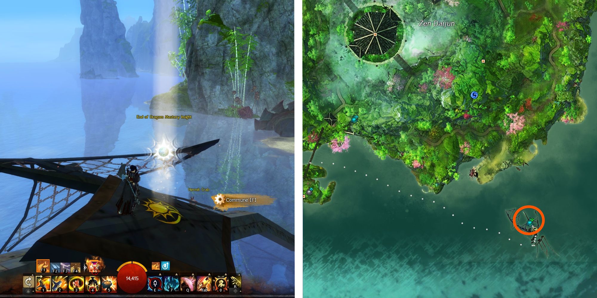 image of airship wreckage mastery next to image of location on map