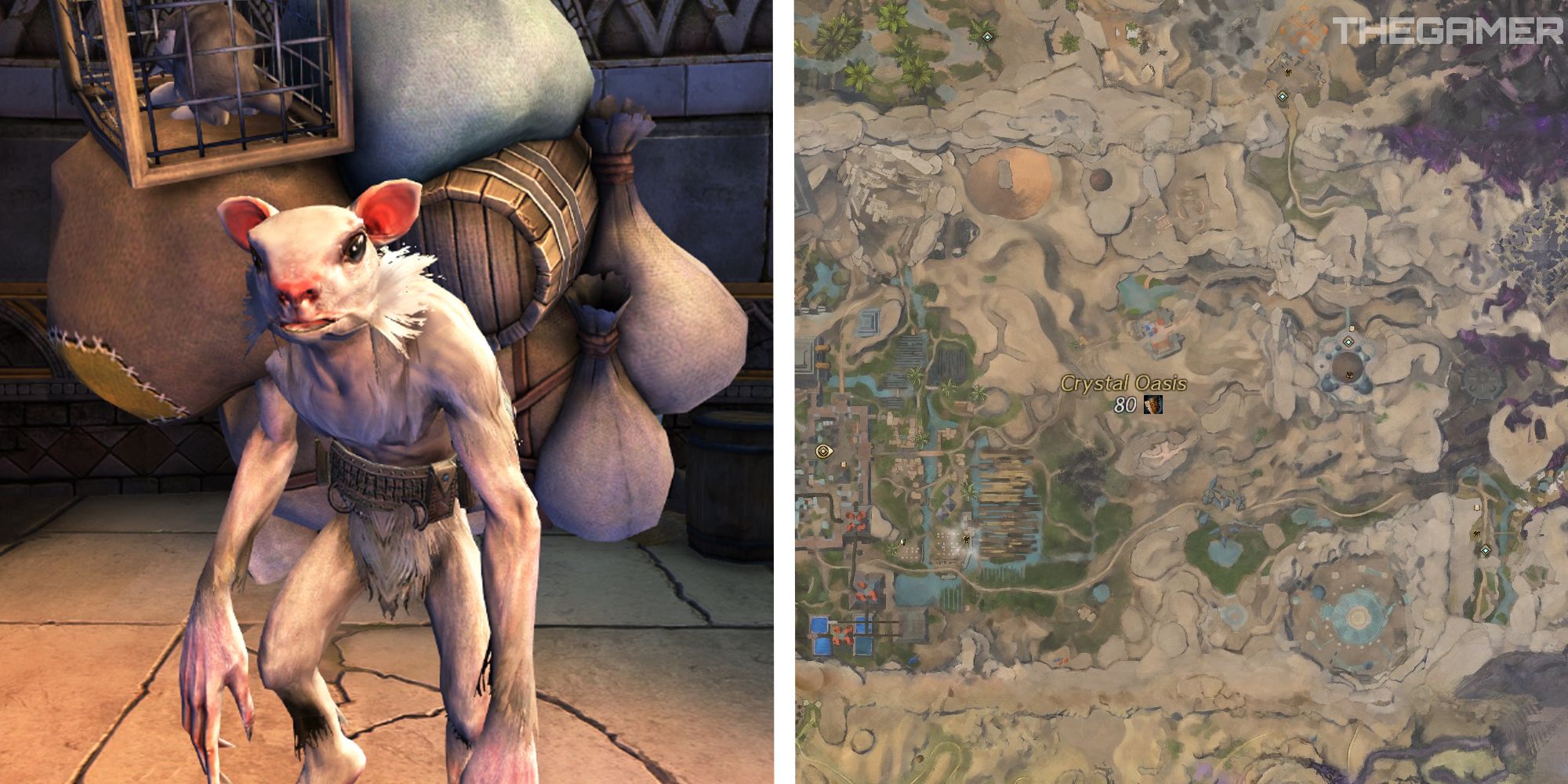 image of caffeinated skritt next to image of crystal oasis map