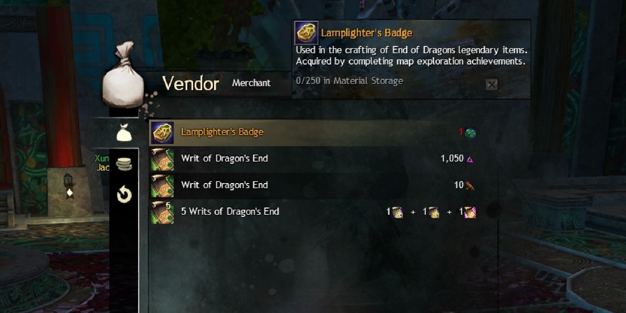 peddler vendor stock with lamplighter badge highlighted