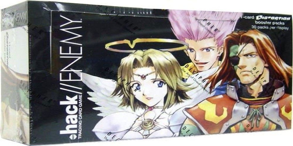 Booster box from .hack//Enemy TCG displaying three different characters from the series
