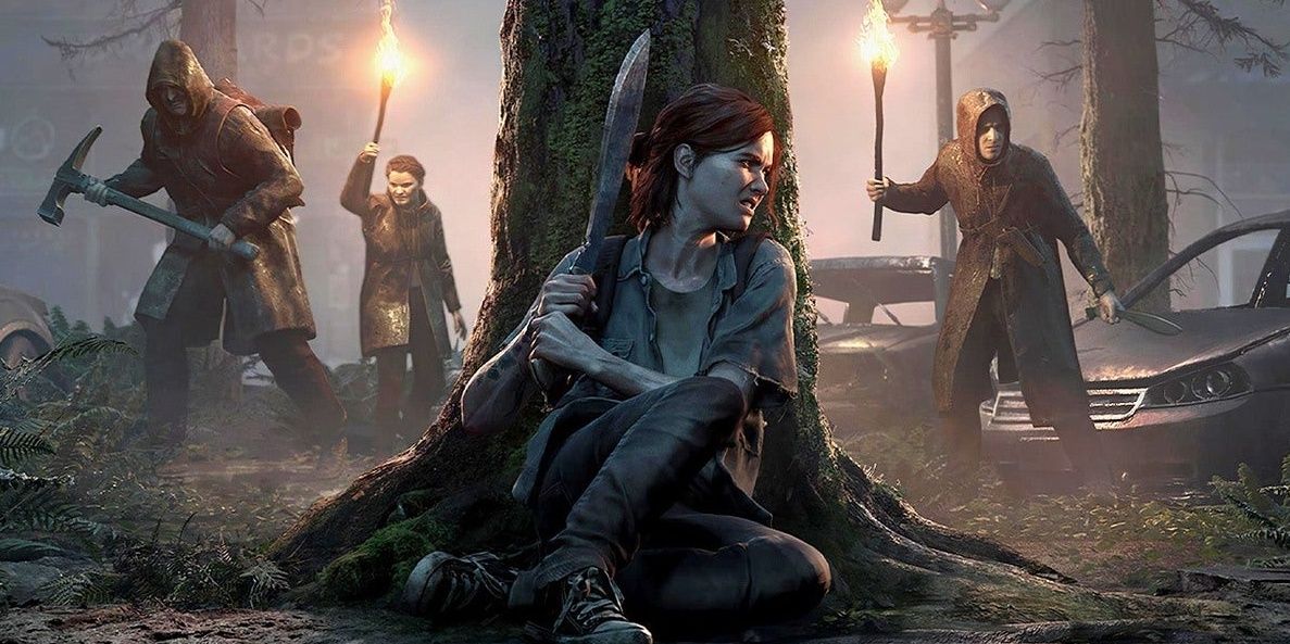 Ellie hides from enemies in The Last of Us Part 2
