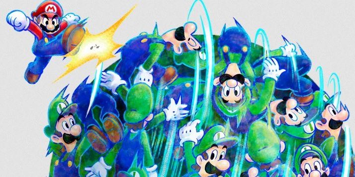 Mario attacking with Luiginoids in Mario and Luigi: Dream Team