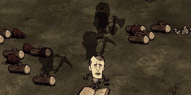 Maxwell with several Shadow Puppets in Don't Starve
