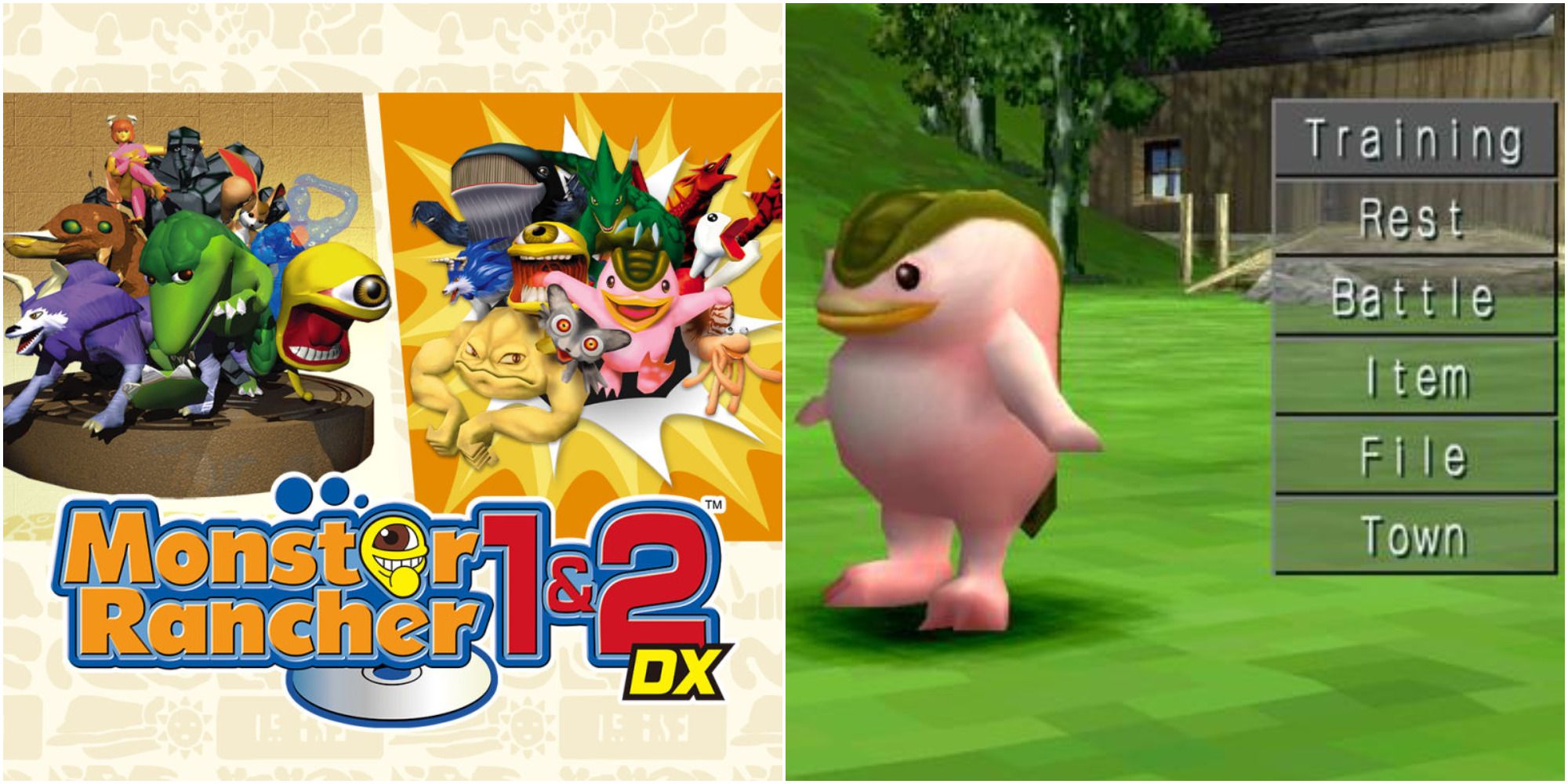 monster rancher 1+2 dx cover & gameplay