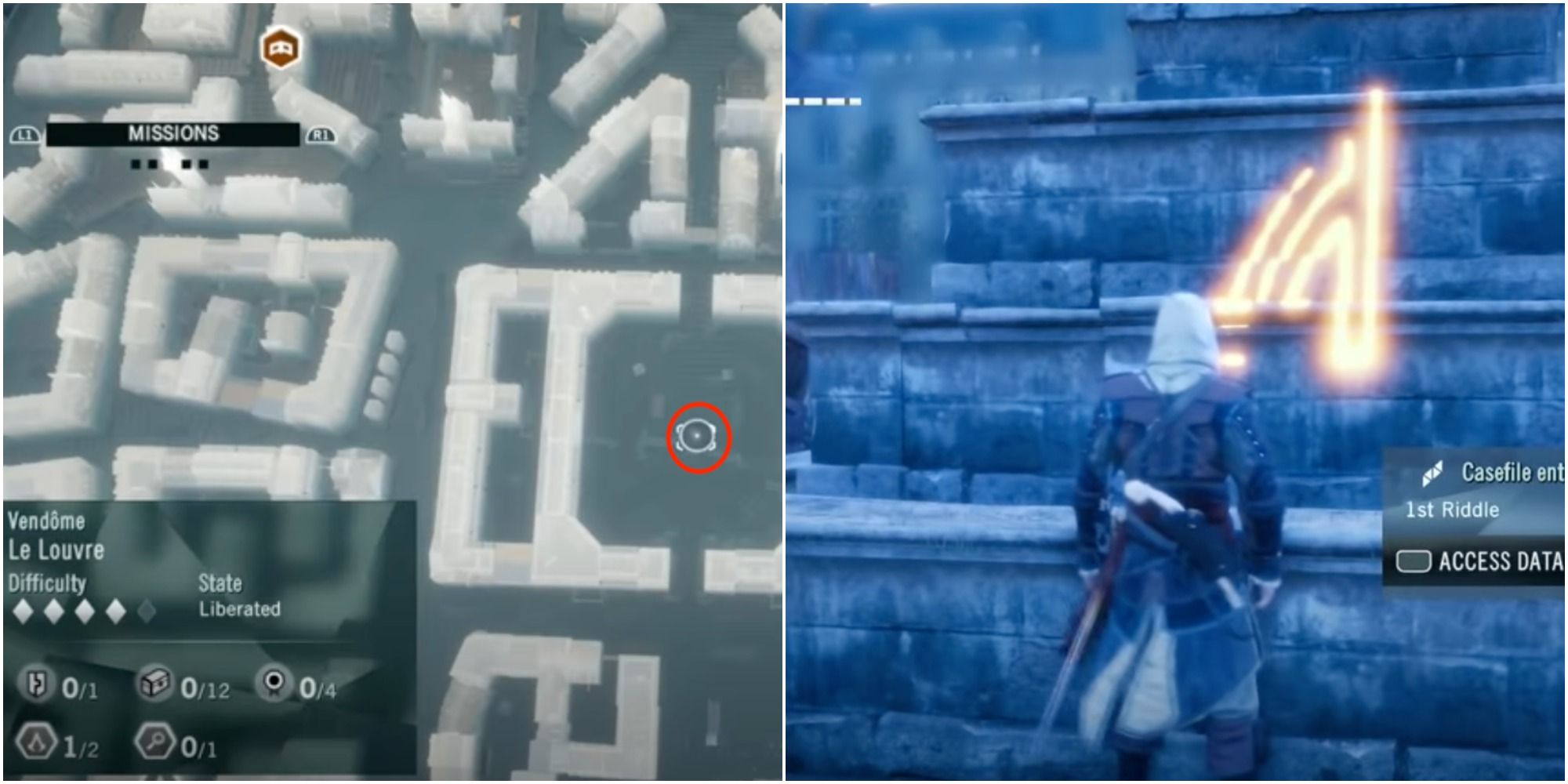 Assassin's Creed Unity Venus starting glyph location