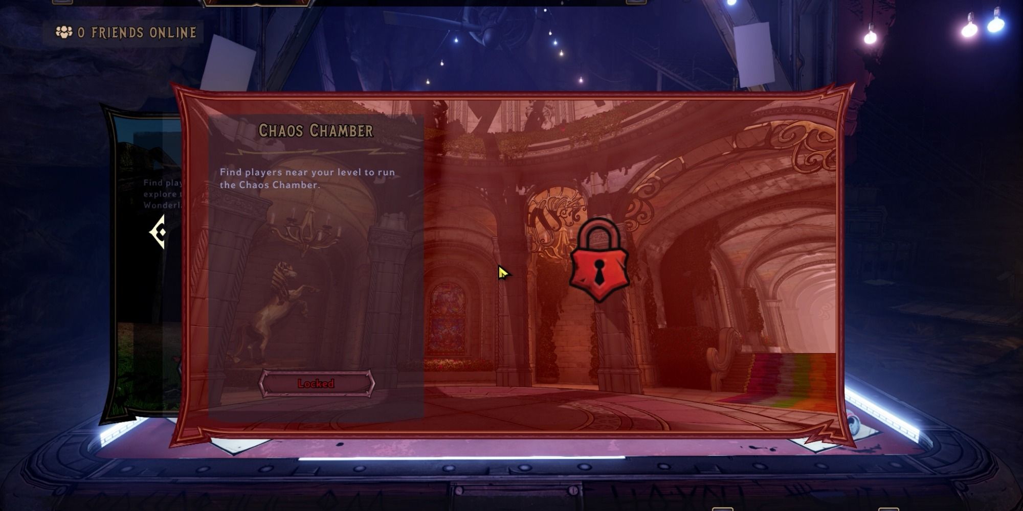 The Chaos Chamber matchmaking menu is locked