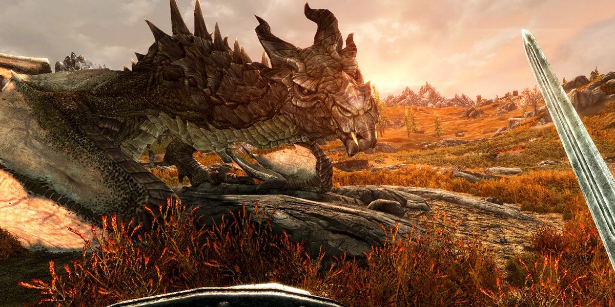 A screenshot showing gamplay in The Elder Scrolls 5: Skyrim VR